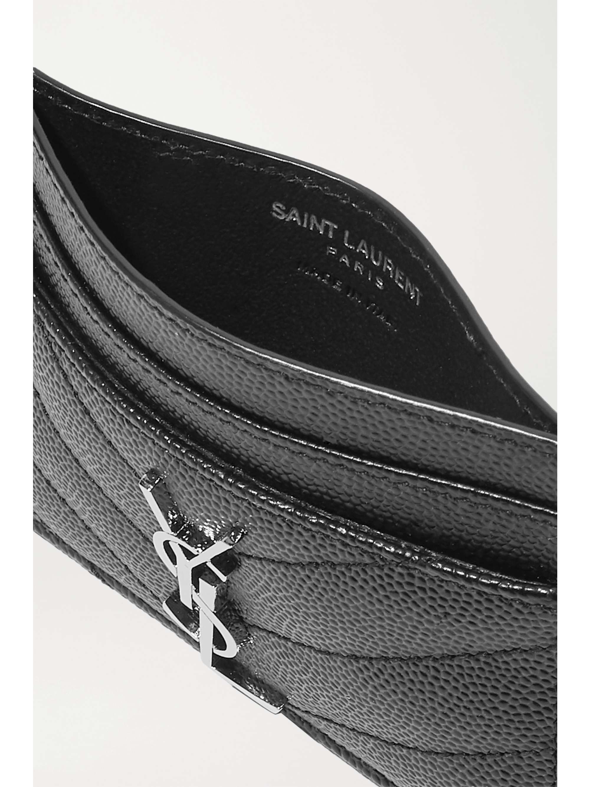 SAINT LAURENT Monogramme quilted textured-leather cardholder