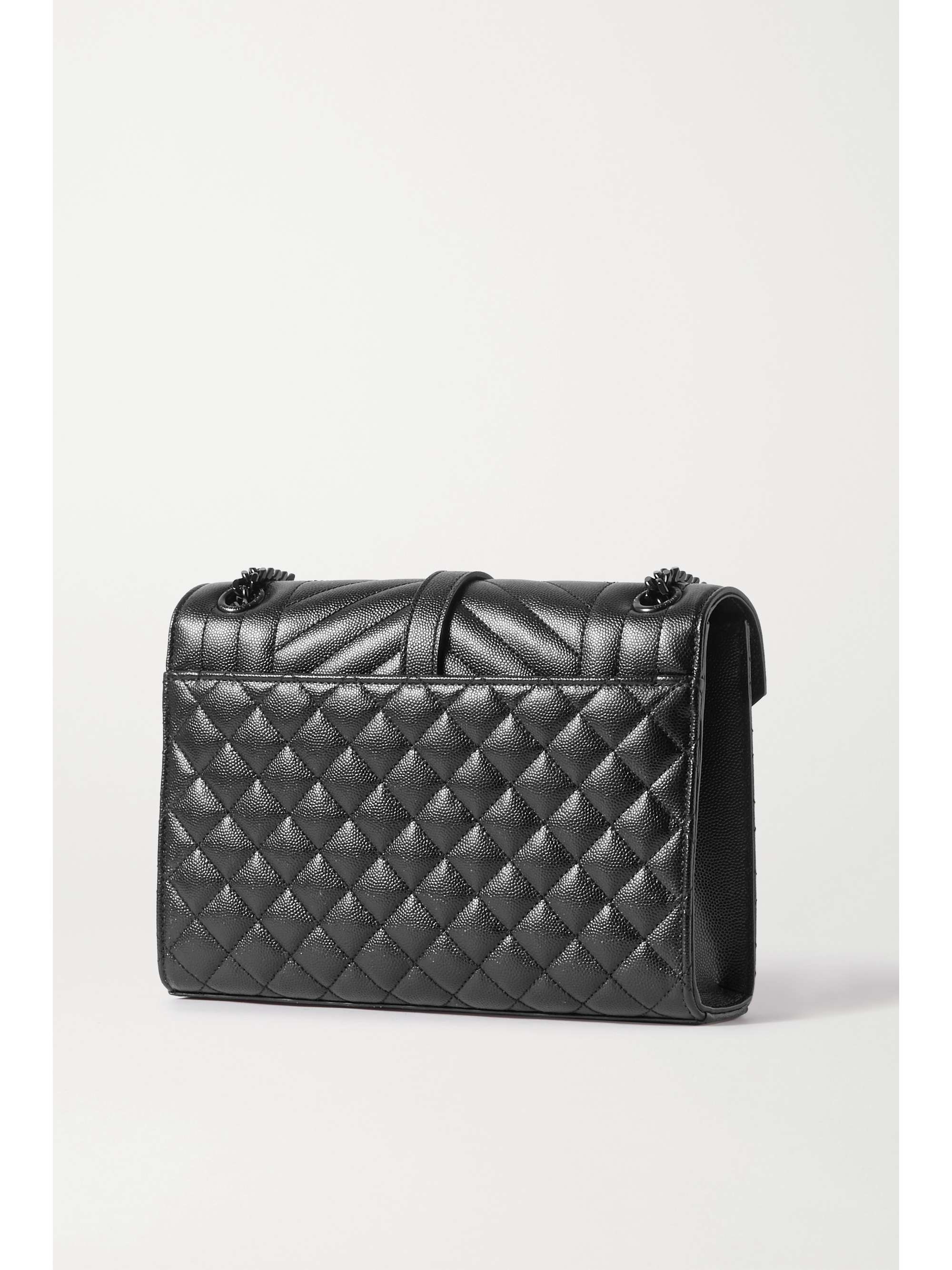 saint laurent envelope quilted textured leather shoulder bag