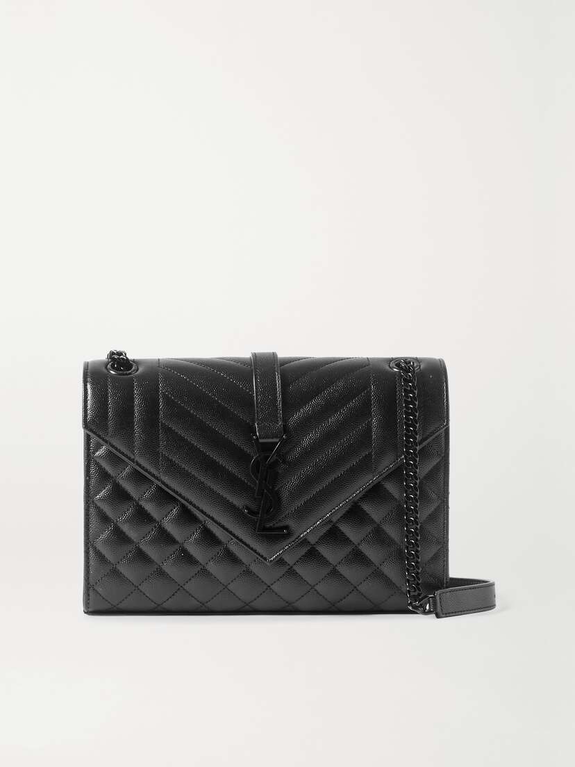 Saint Laurent Envelope Medium Quilted Textured-leather Shoulder Bag