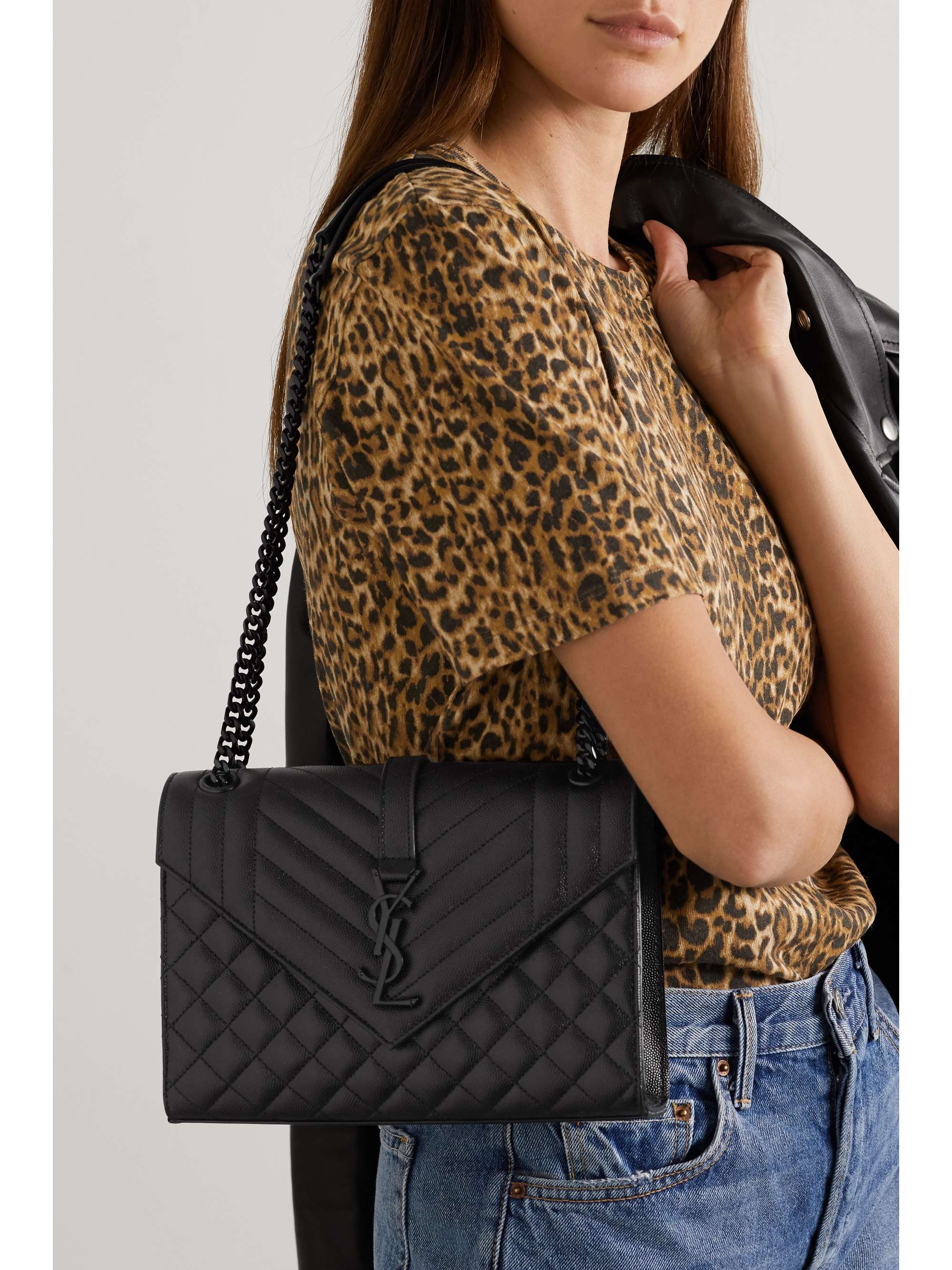 Saint Laurent Medium Envelope Quilted Leather Shoulder Bag