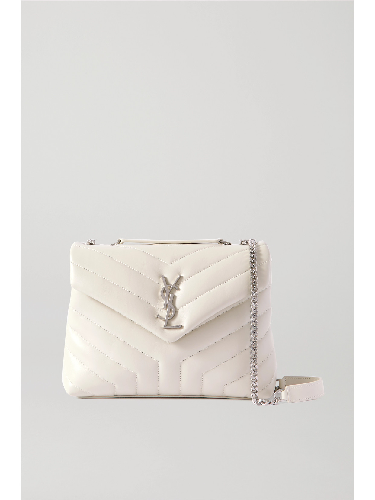 Saint Laurent Loulou Small Quilted Leather Shoulder Bag In White ModeSens