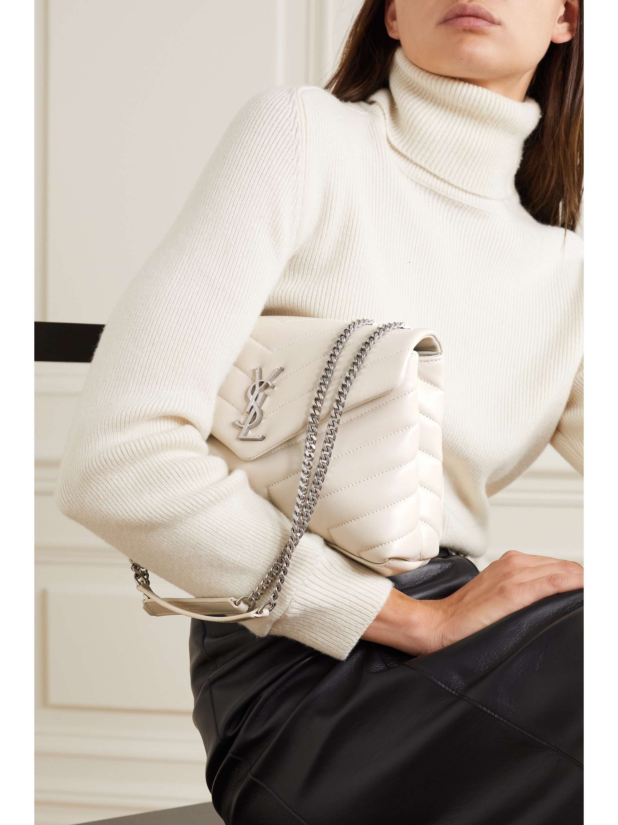 small white shoulder handbag