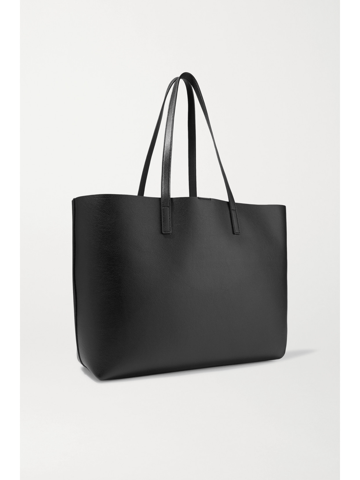 Saint Laurent Shopper Large Textured-leather Tote In Black