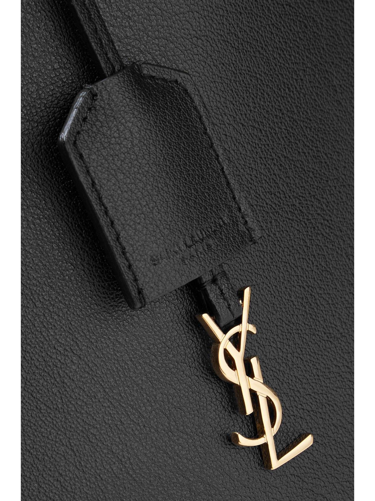 Saint Laurent Shopper Large Textured-leather Tote In Black