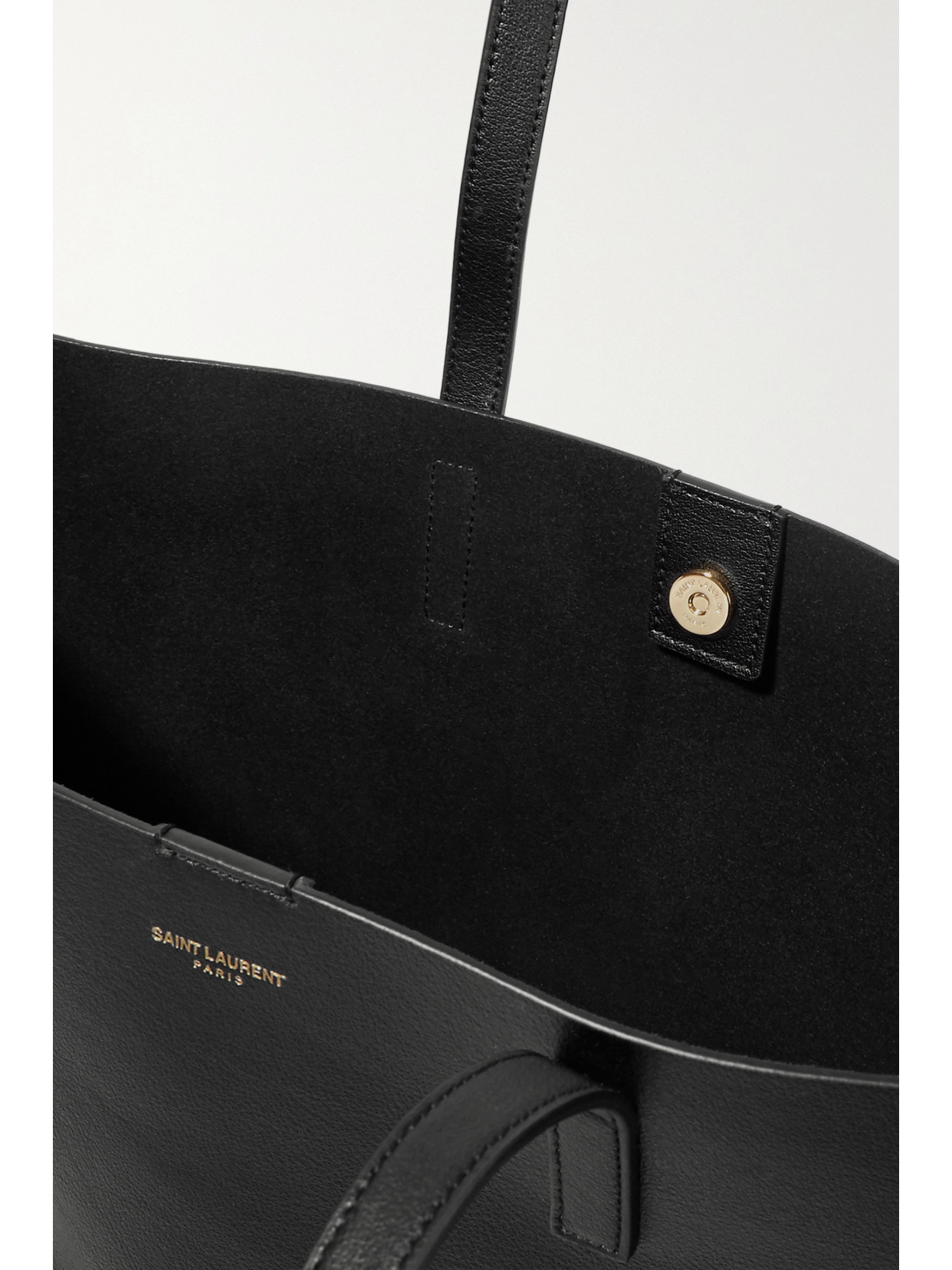 Saint Laurent Shopper Large Textured-leather Tote In Black