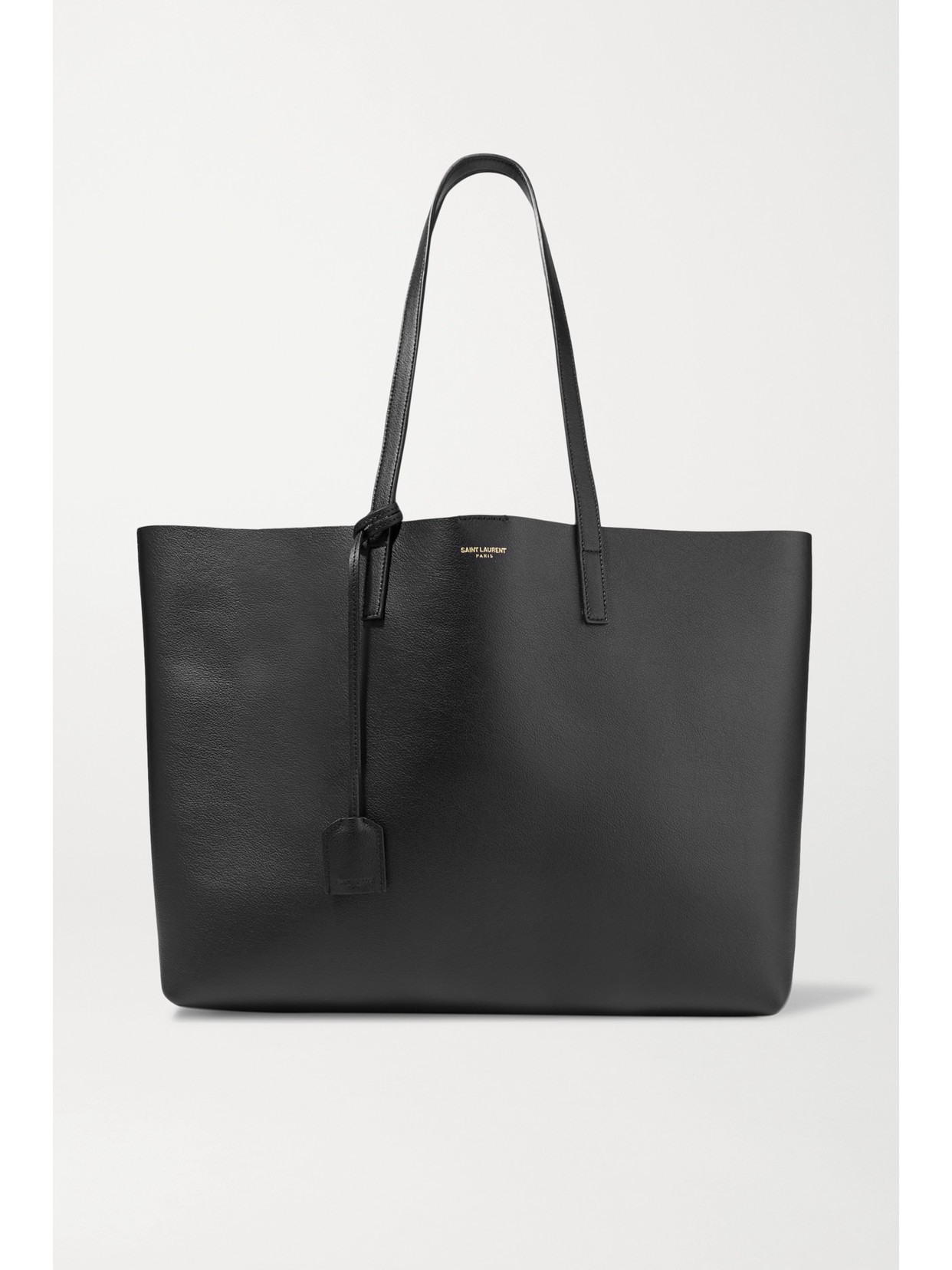 Saint Laurent Shopper Large Textured-leather Tote In Black