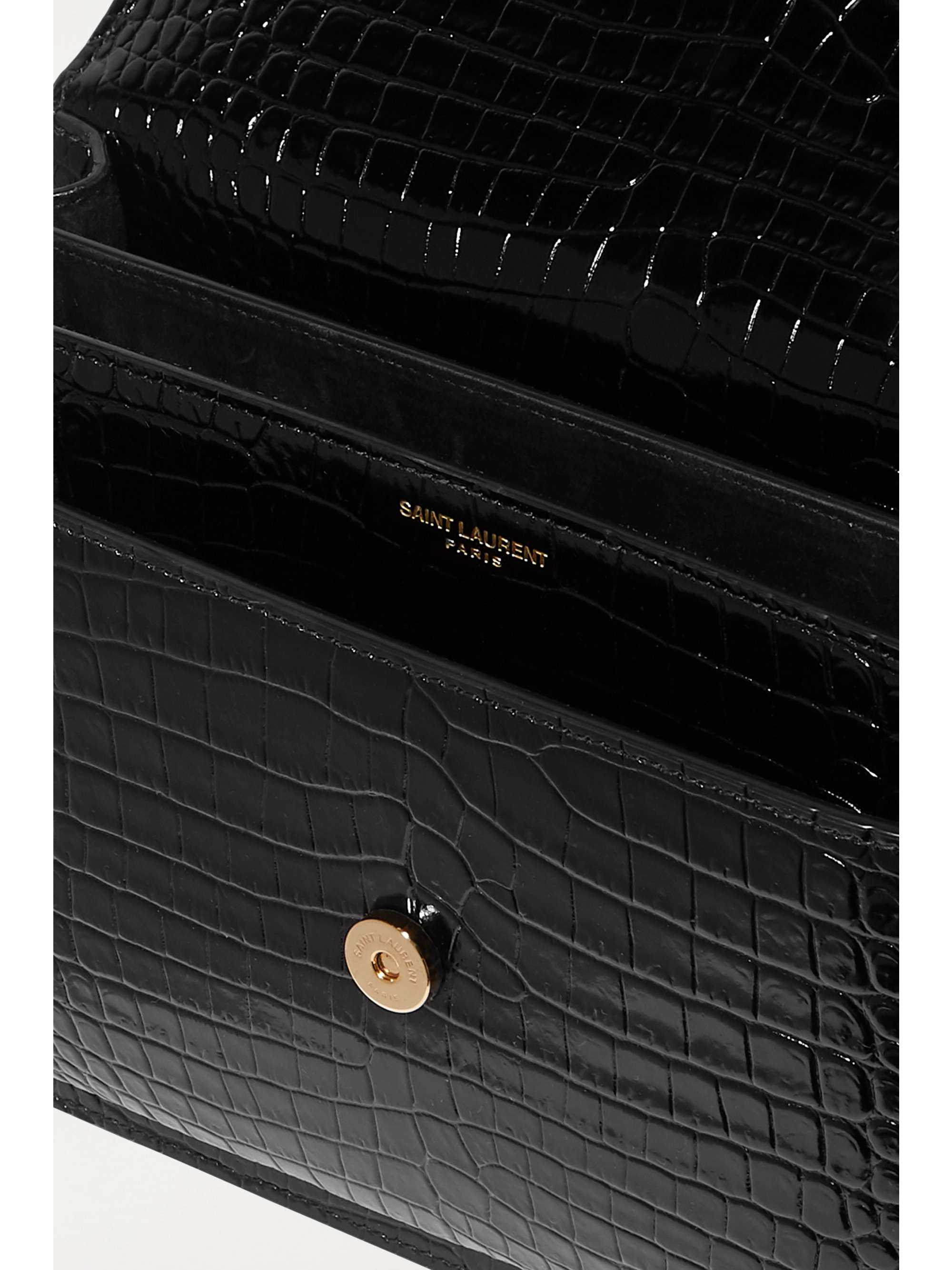 Sunset small croc-effect patent-leather shoulder bag