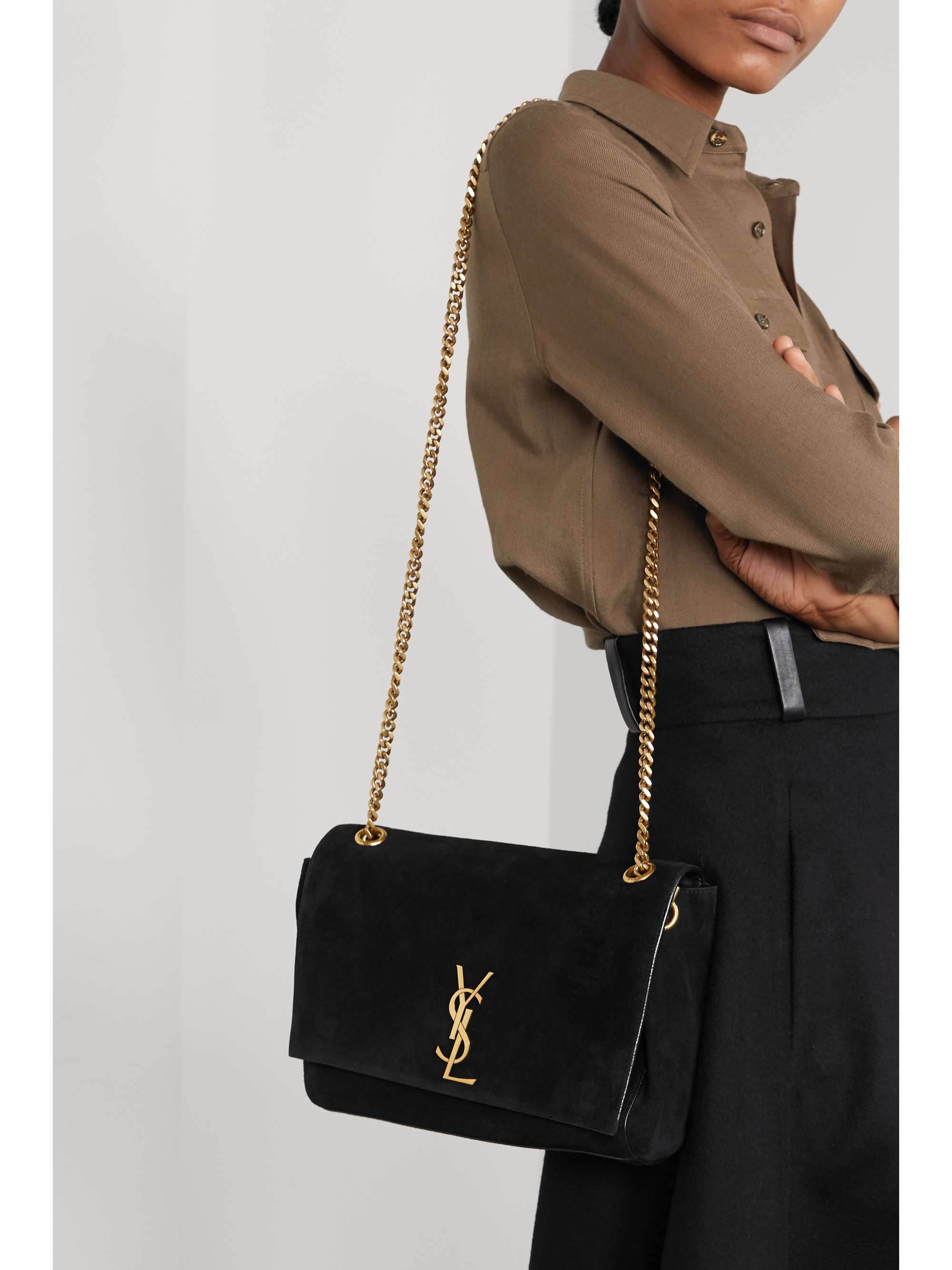 Black Kate reversible leather and suede shoulder bag | SAINT LAURENT ...