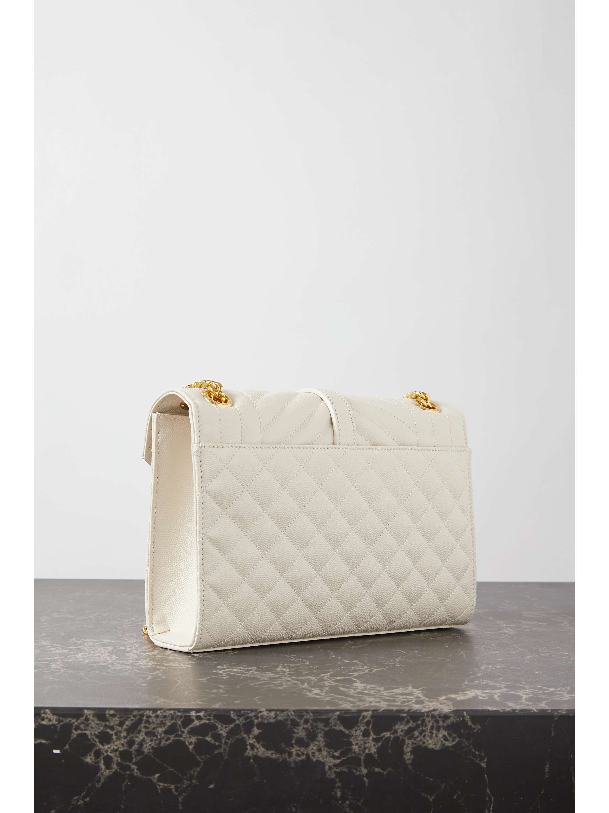 SAINT LAURENT Envelope medium quilted texturedleather shoulder bag