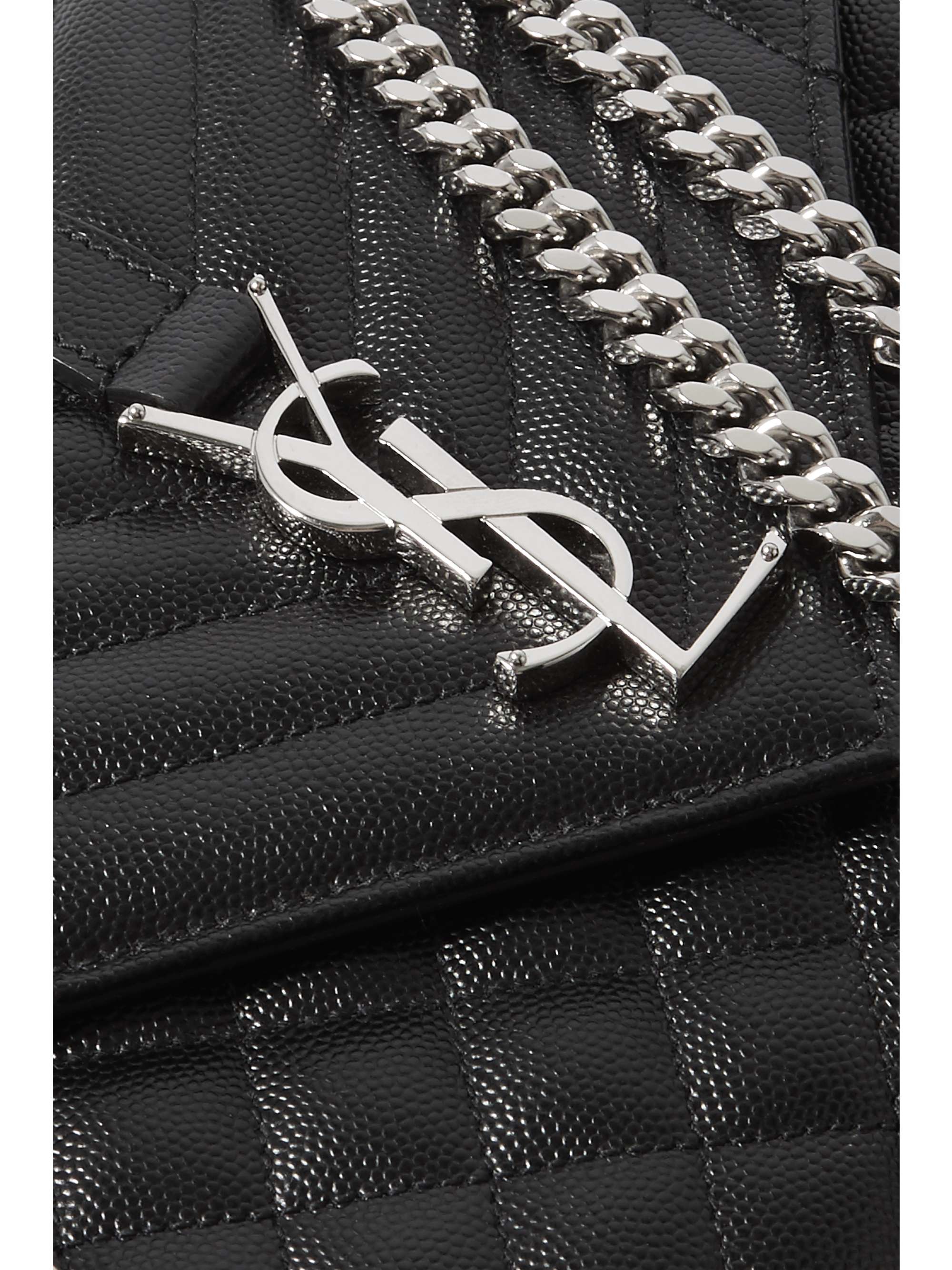 SAINT LAURENT Envelope medium quilted texturedleather shoulder bag