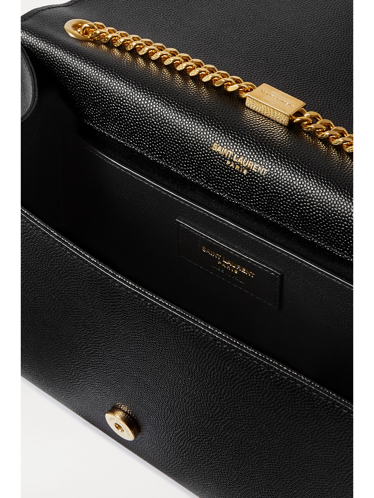 Saint Laurent Kate Textured-leather Shoulder Bag In Black
