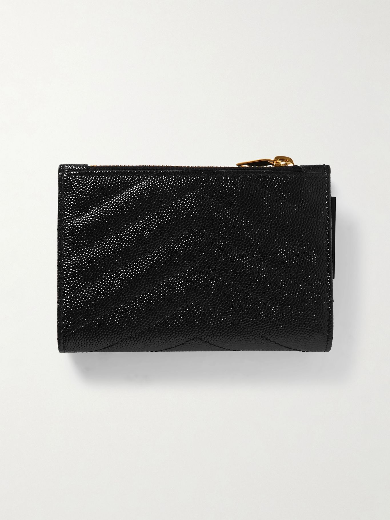 Black Monogramme quilted texturedleather wallet SAINT LAURENT NET