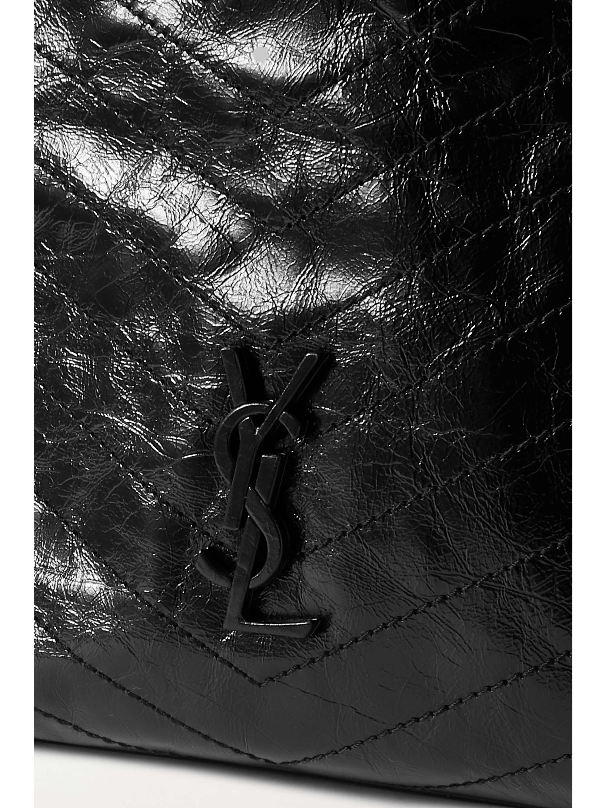SAINT LAURENT Niki large quilted crinkled glossed-leather tote