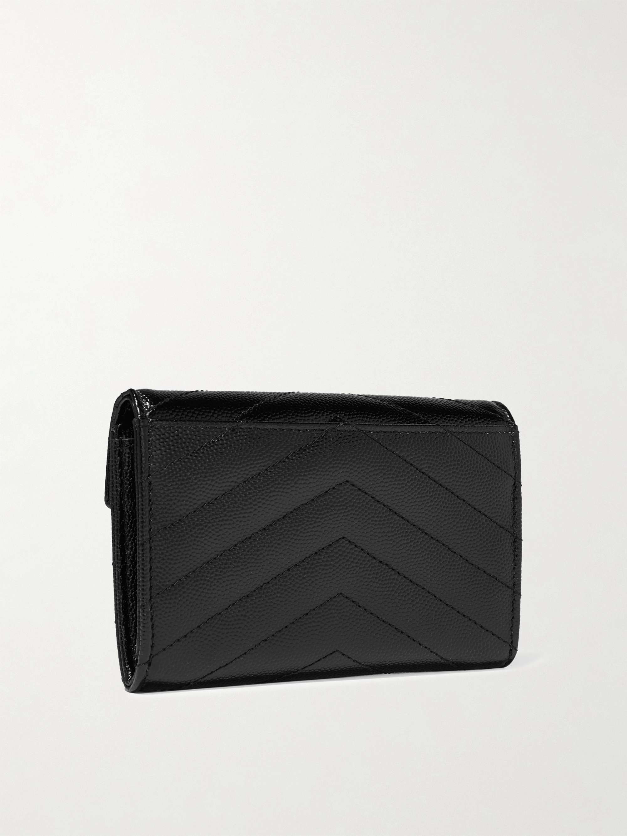 SAINT LAURENT Monogramme Envelope quilted textured-leather wallet