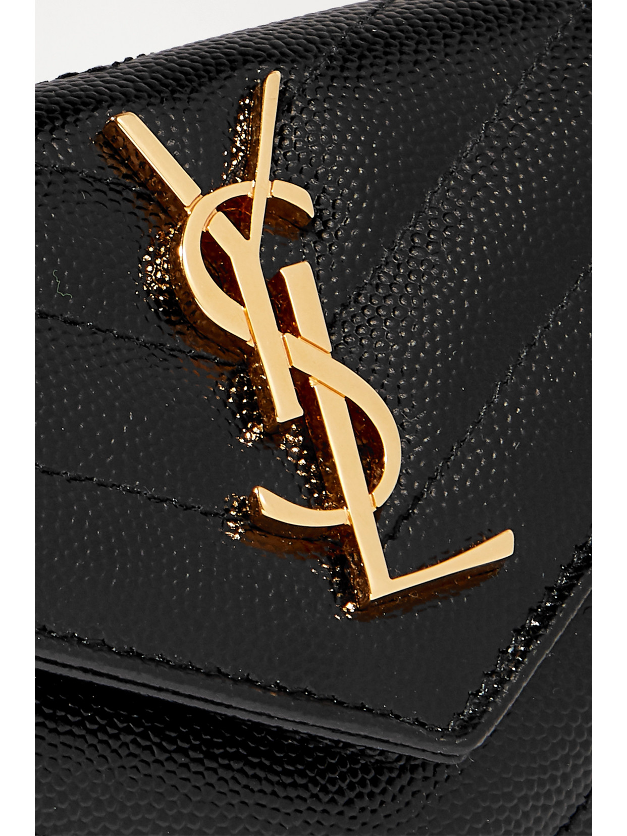 Shop Saint Laurent Monogramme Envelope Quilted Textured-leather Wallet In Black