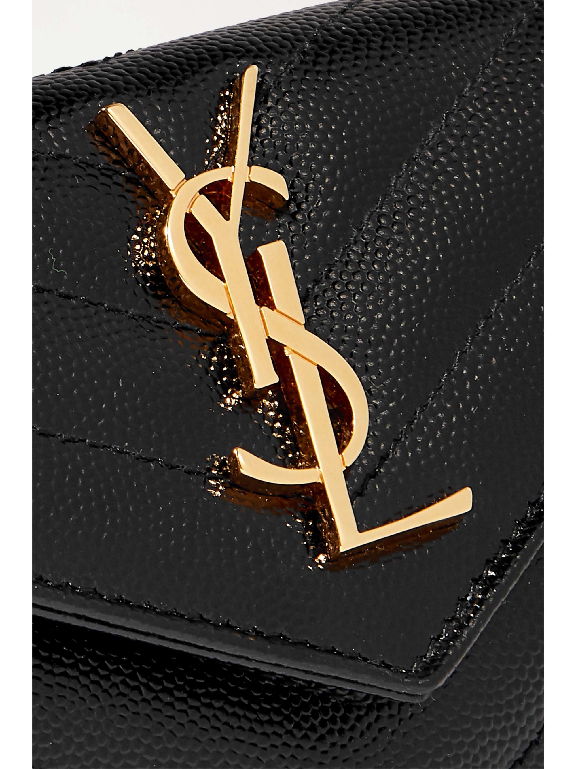 SAINT LAURENT Monogramme Envelope quilted textured-leather wallet