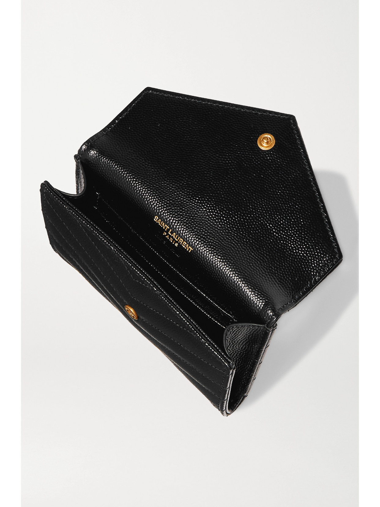Saint Laurent Monogramme Envelope Quilted Textured-leather Wallet In Black