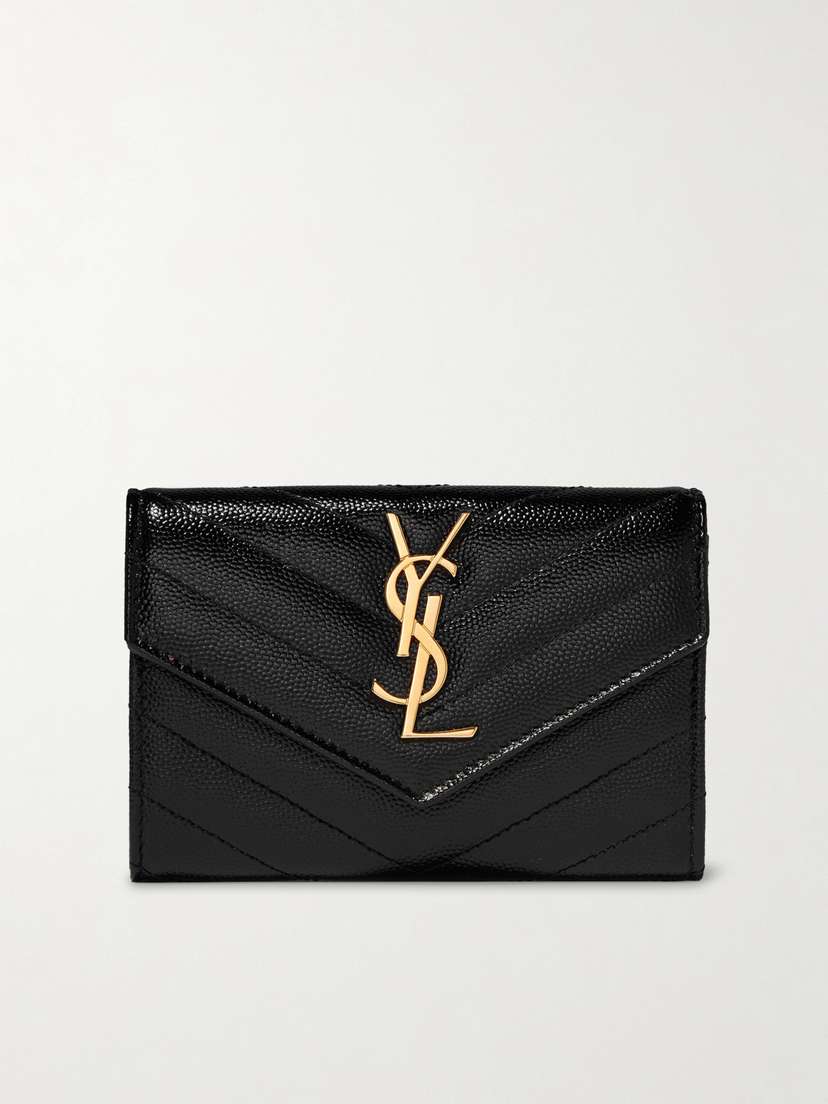 Saint Laurent Monogramme Envelope Quilted Textured-leather Wallet