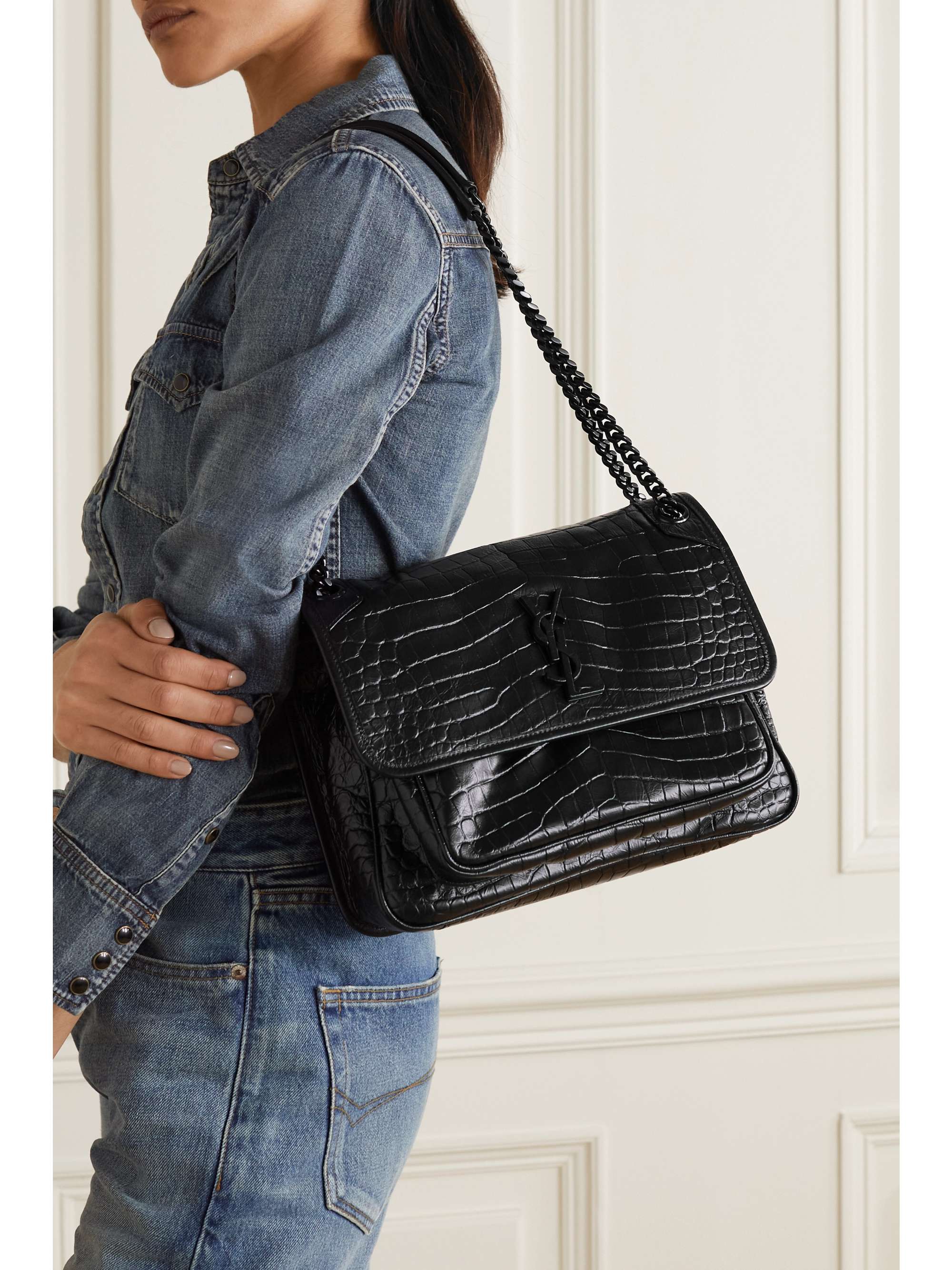 Saint Laurent Medium Croc Niki Bag