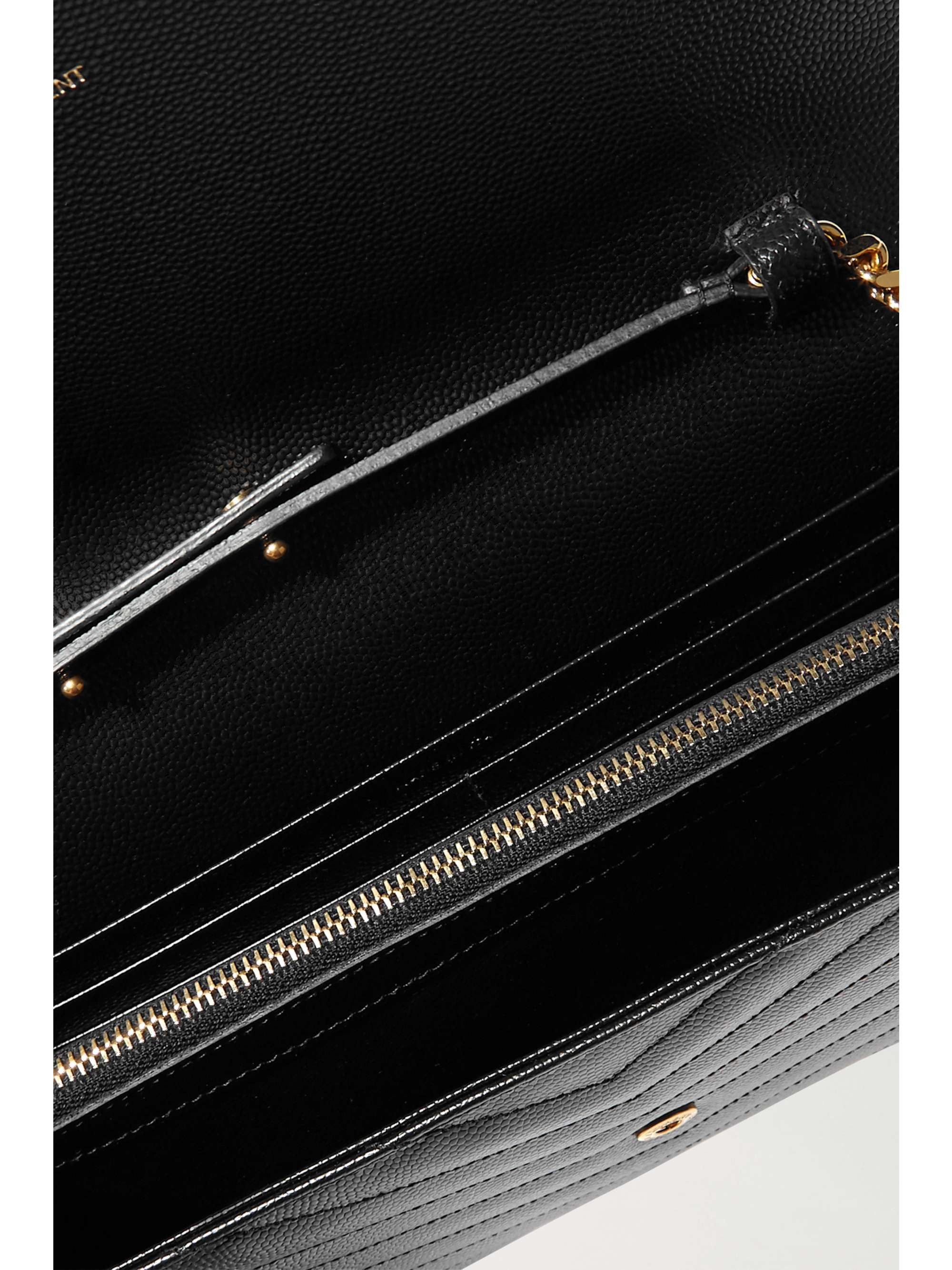 Saint Laurent - Cassandre Envelope Chain Matelassé Textured-leather Wallet - Black - One Size - Net A Porter