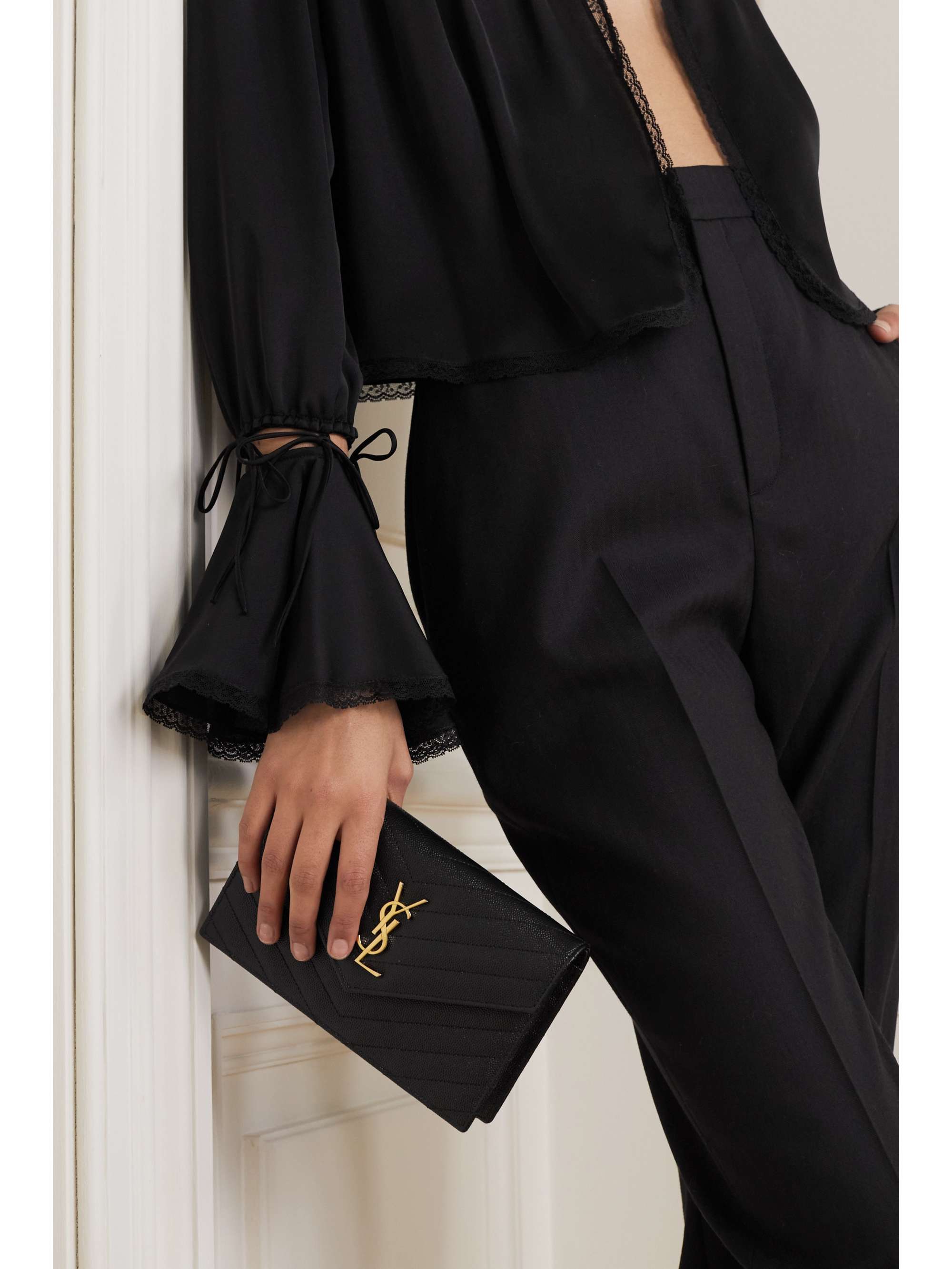 saint laurent envelope quilted textured leather shoulder bag