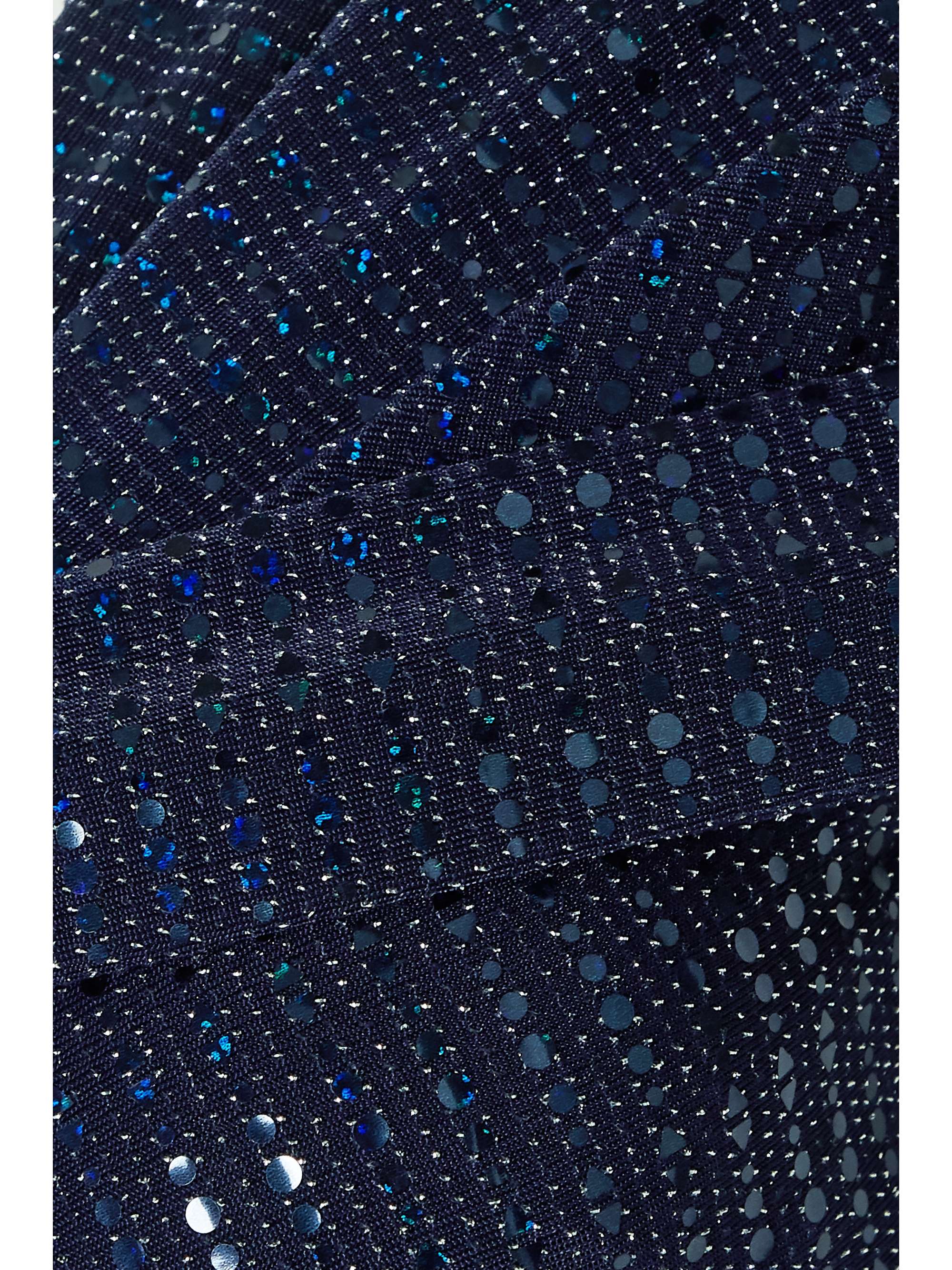 TALBOT RUNHOF Gathered sequined metallic stretch-crepe gown