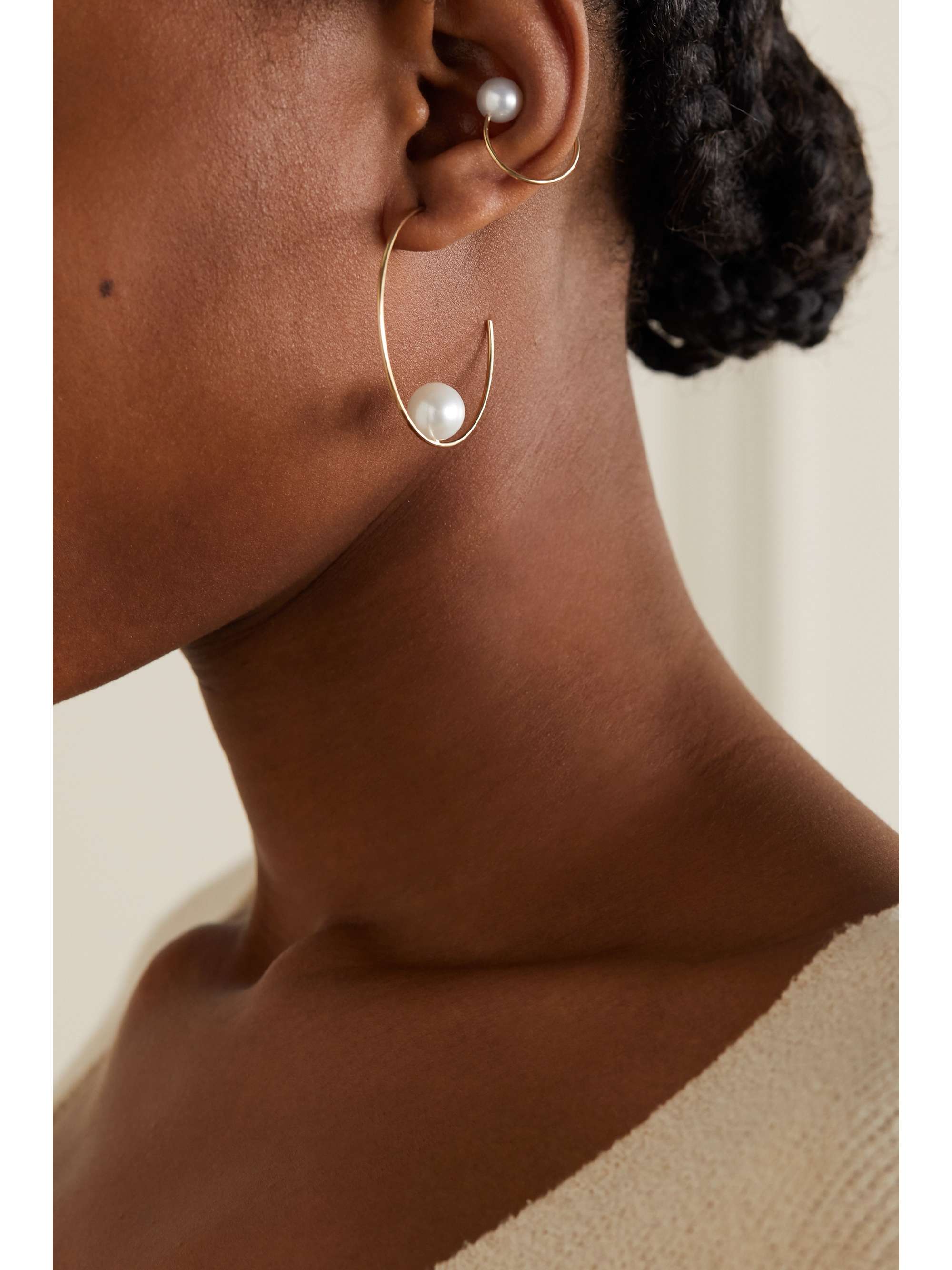 MIZUKI 14-karat gold pearl ear cuff