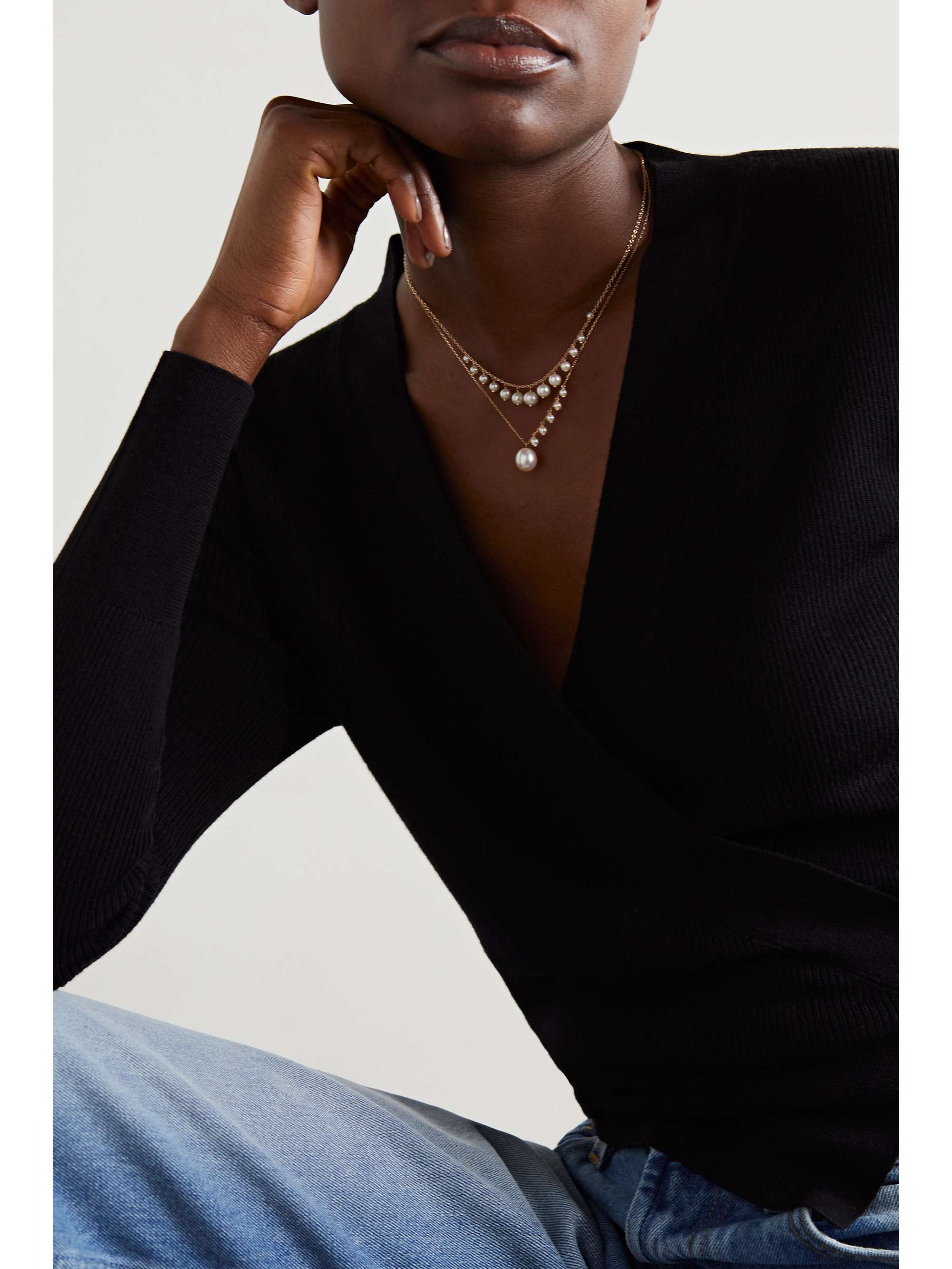 MIZUKI 14-karat gold pearl necklace