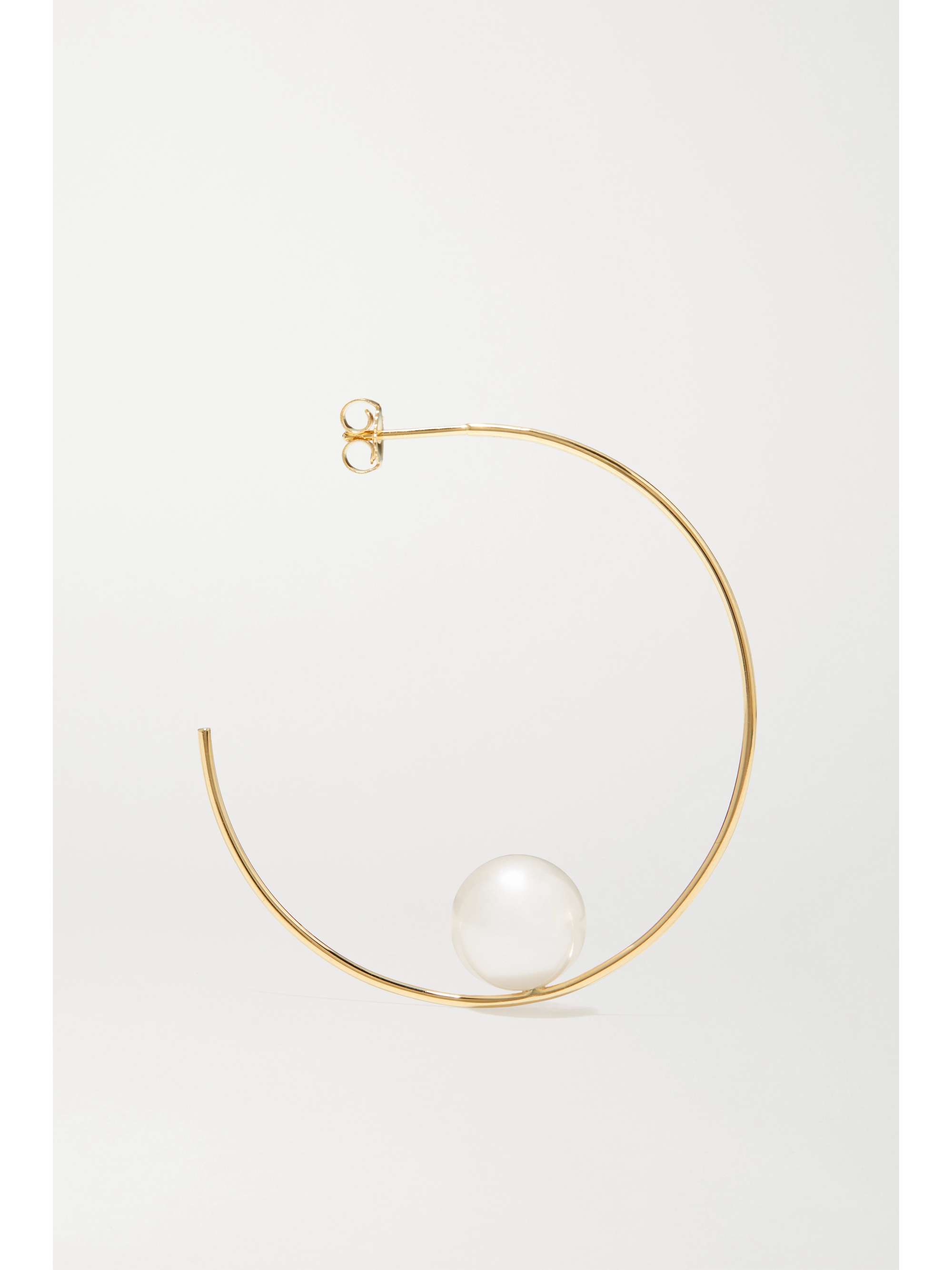 MIZUKI 14-karat gold pearl hoop earrings