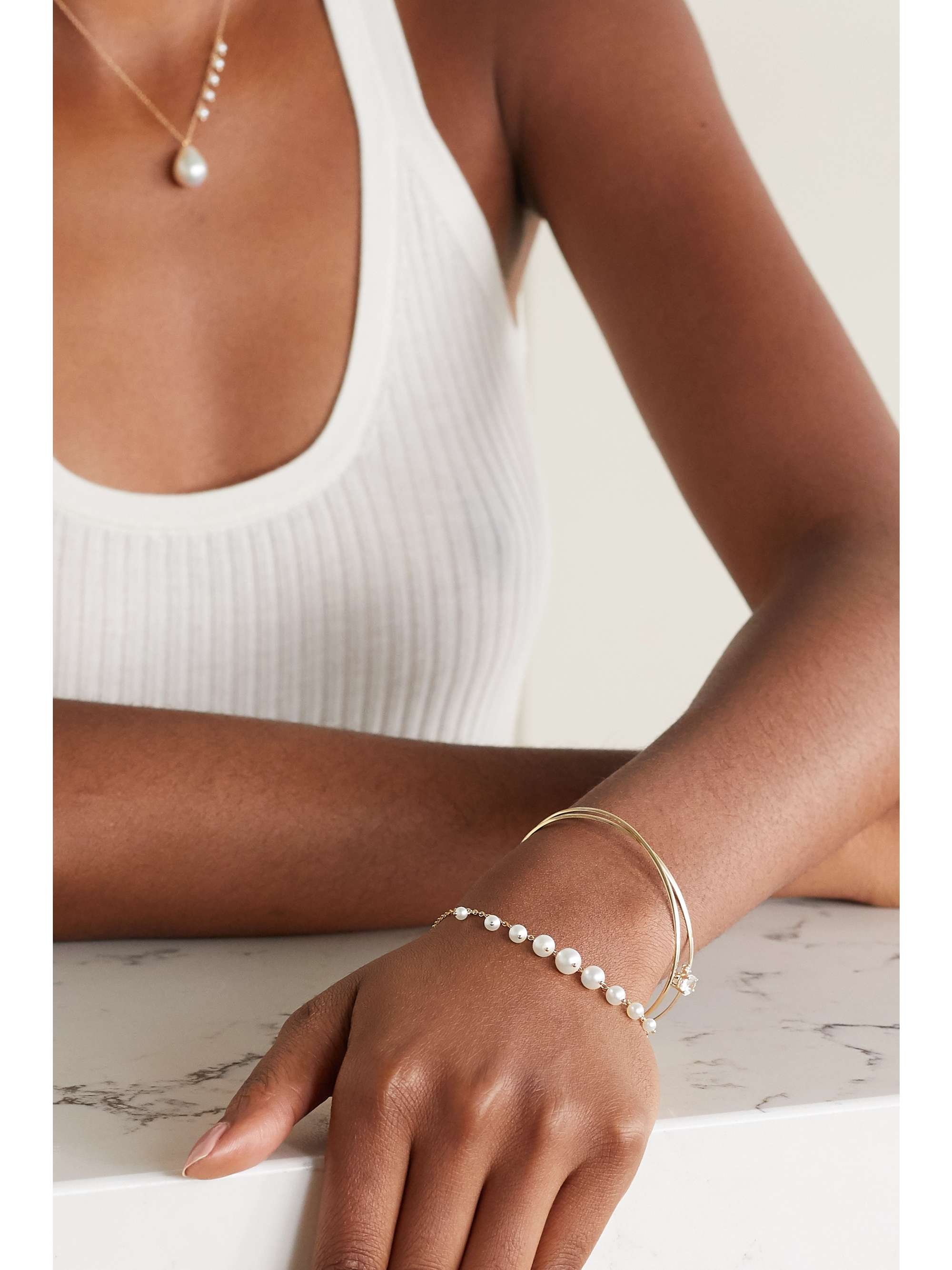 MIZUKI 14-karat gold pearl bracelet
