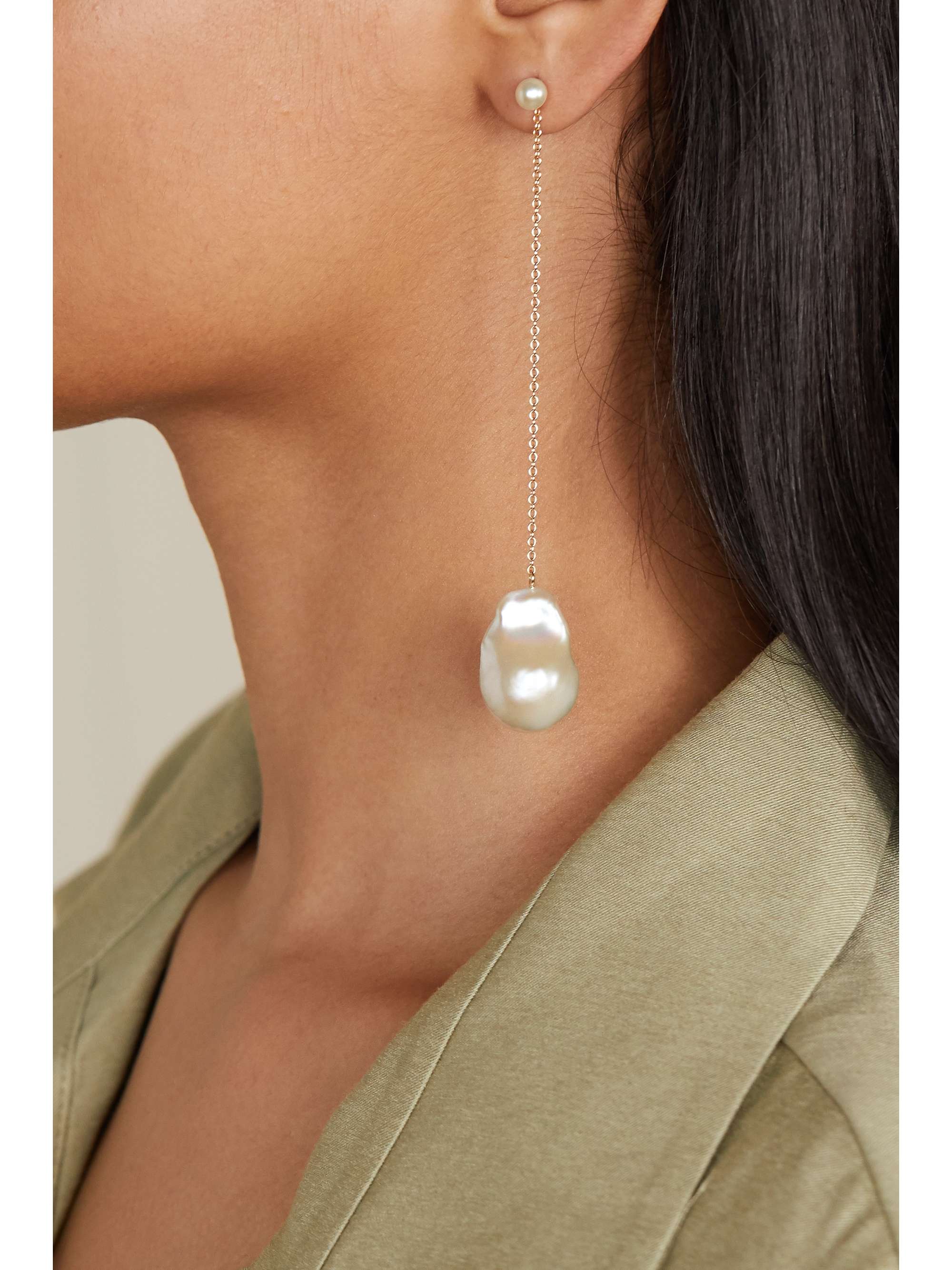 MIZUKI 14-karat gold pearl earrings