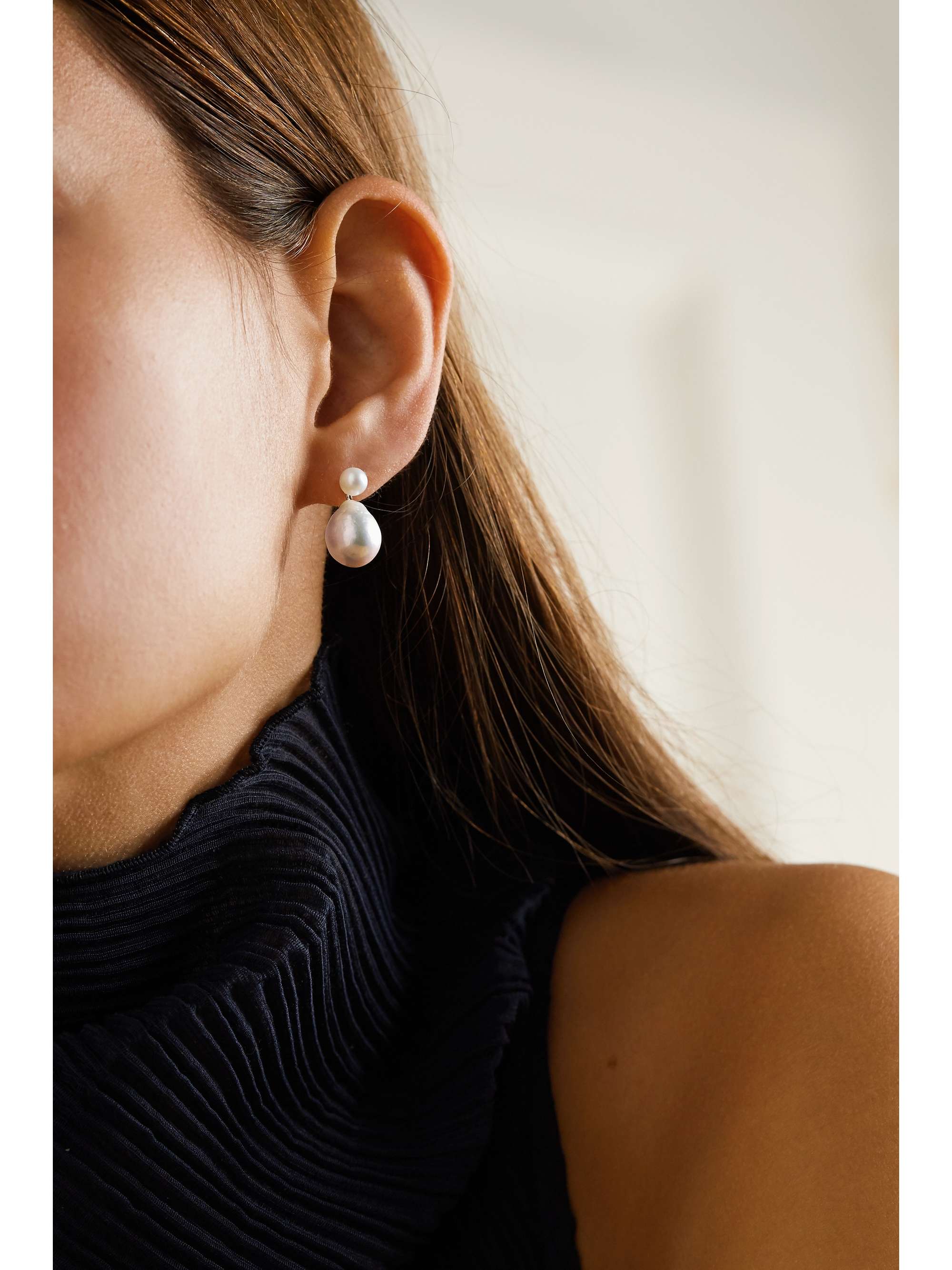 MIZUKI 14-karat gold pearl earrings