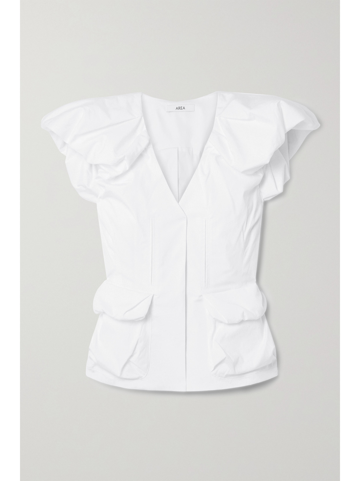 Gathered Cotton-blend Poplin Top