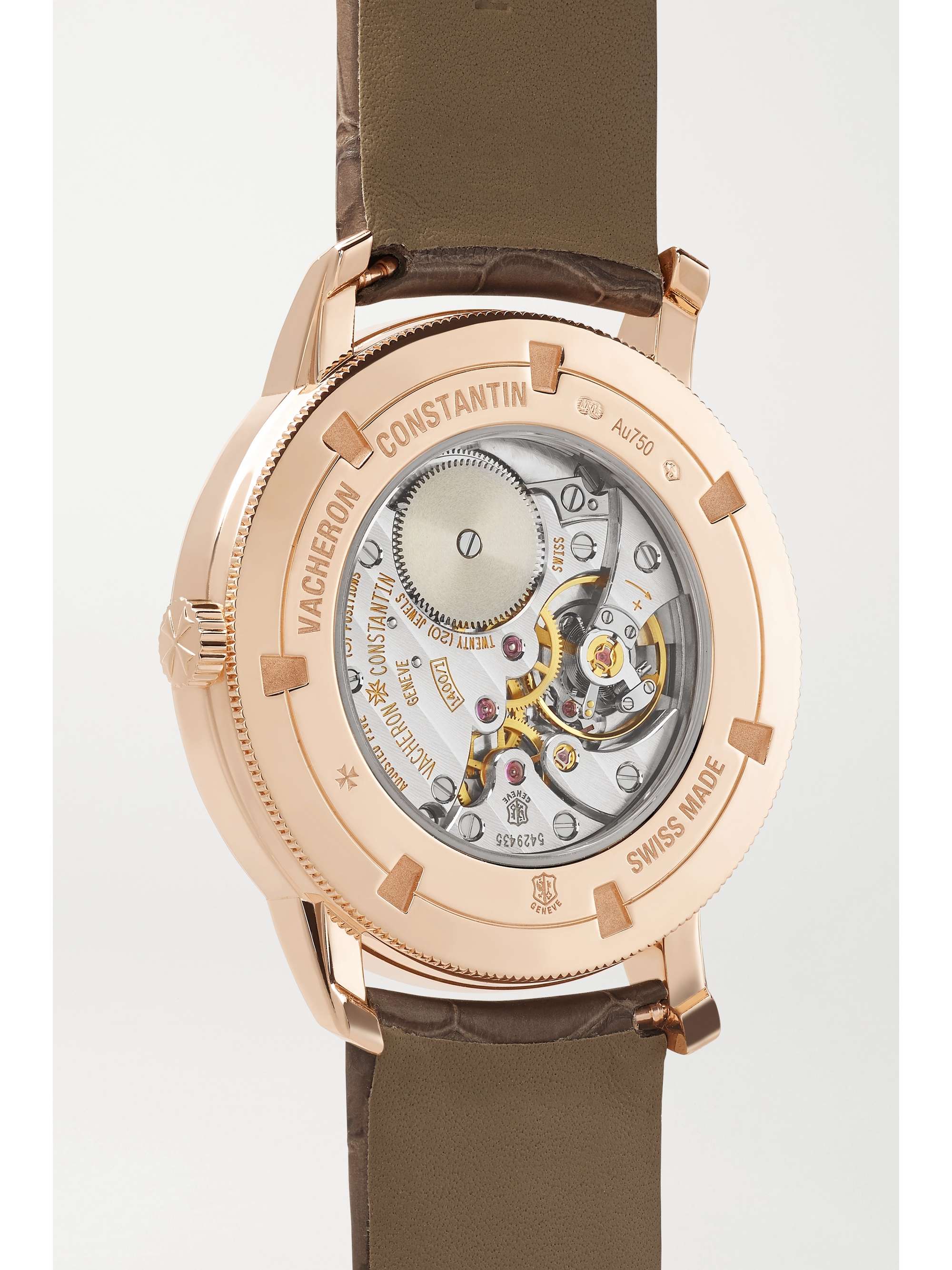 VACHERON CONSTANTIN Traditionnelle Hand-Wound 33 mm Uhr aus 18 Karat Roségold mit Diamanten und Alligatorlederarmband