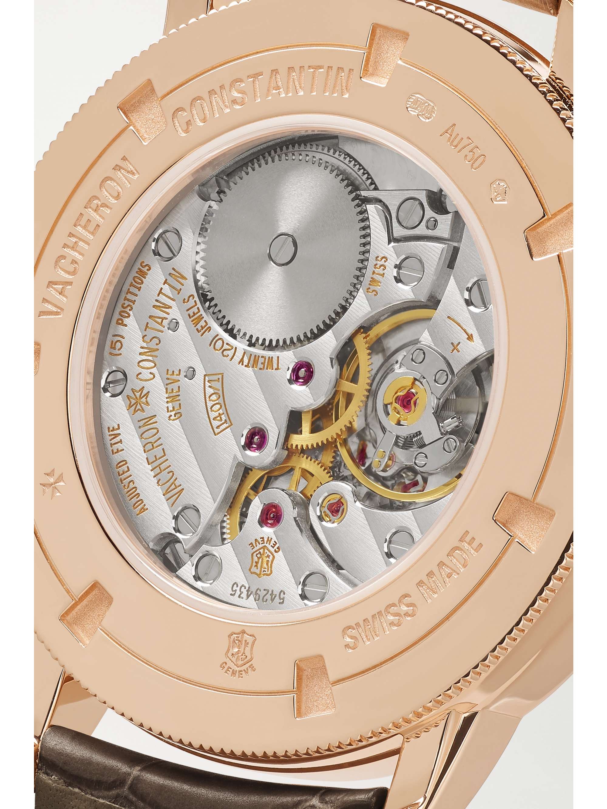 VACHERON CONSTANTIN Traditionnelle Hand-Wound 33 mm Uhr aus 18 Karat Roségold mit Diamanten und Alligatorlederarmband