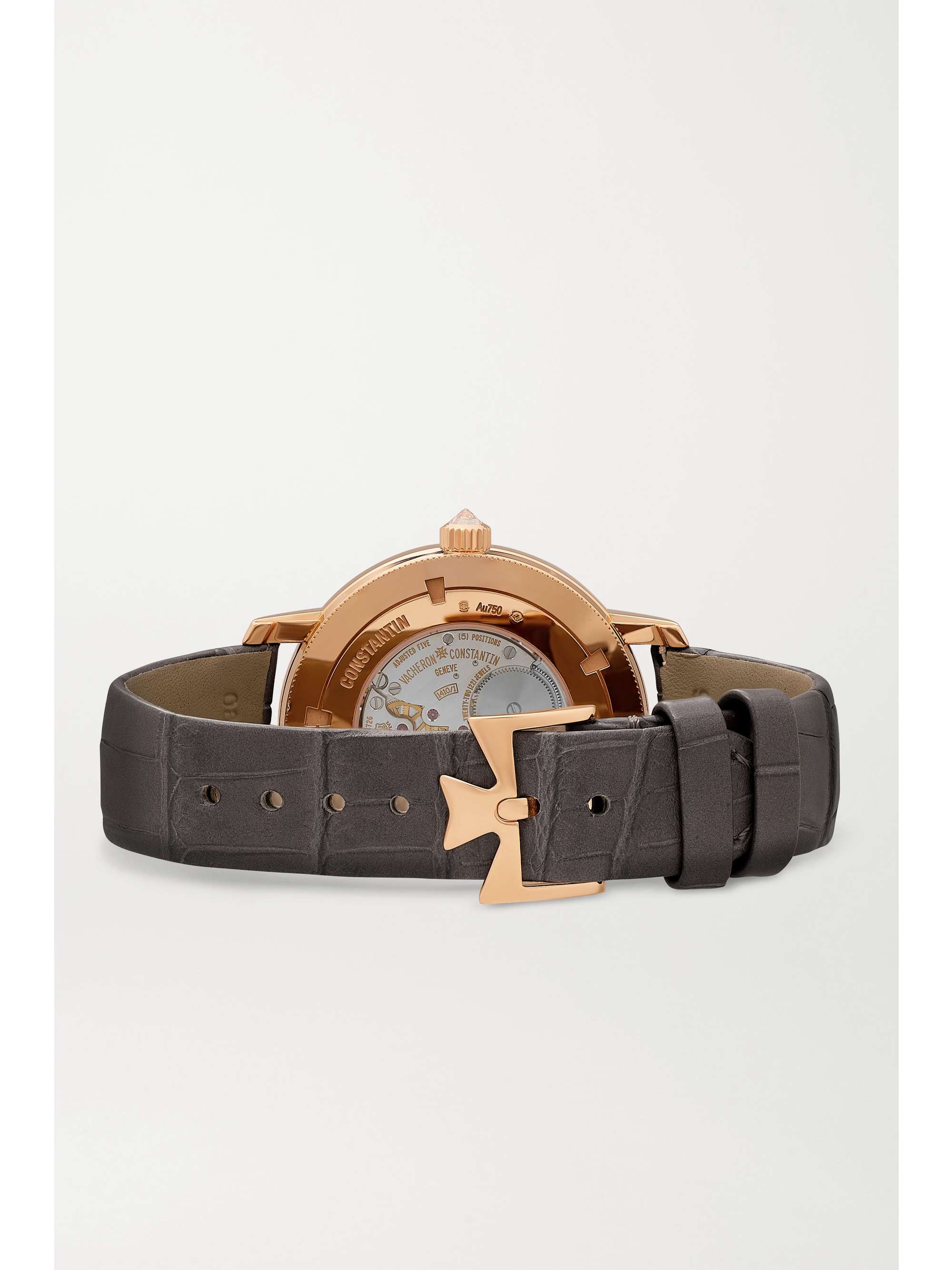 VACHERON CONSTANTIN Traditionnelle 36mm 18-karat pink gold, alligator, diamond and mother-of-pearl watch