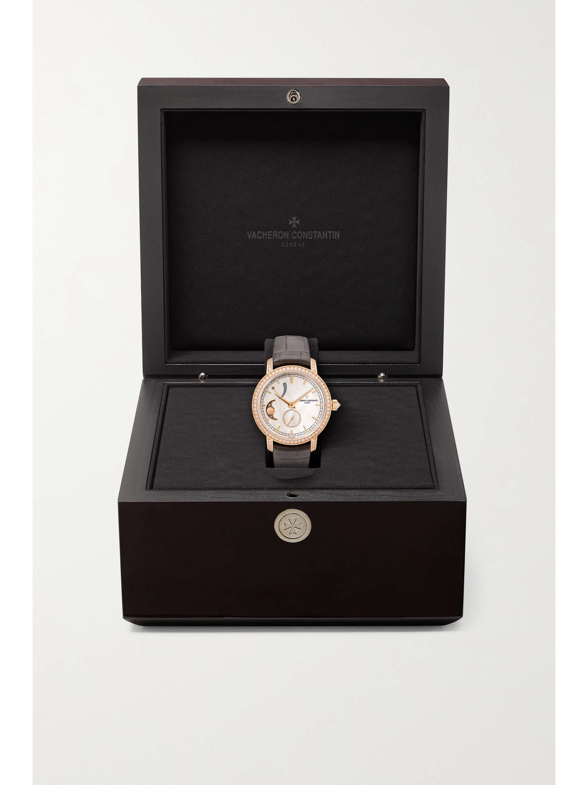 VACHERON CONSTANTIN Traditionnelle 36mm 18-karat pink gold, alligator, diamond and mother-of-pearl watch