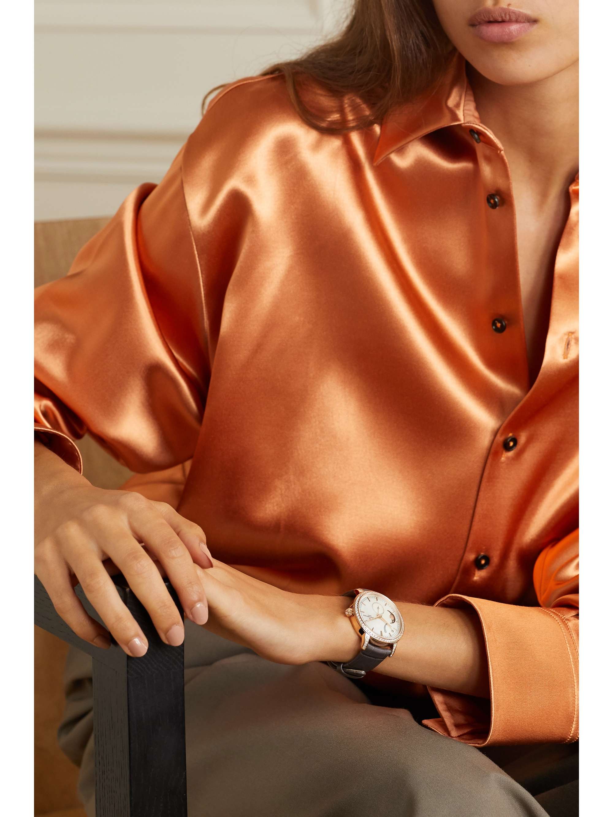 VACHERON CONSTANTIN Traditionnelle 36mm 18-karat pink gold, alligator, diamond and mother-of-pearl watch