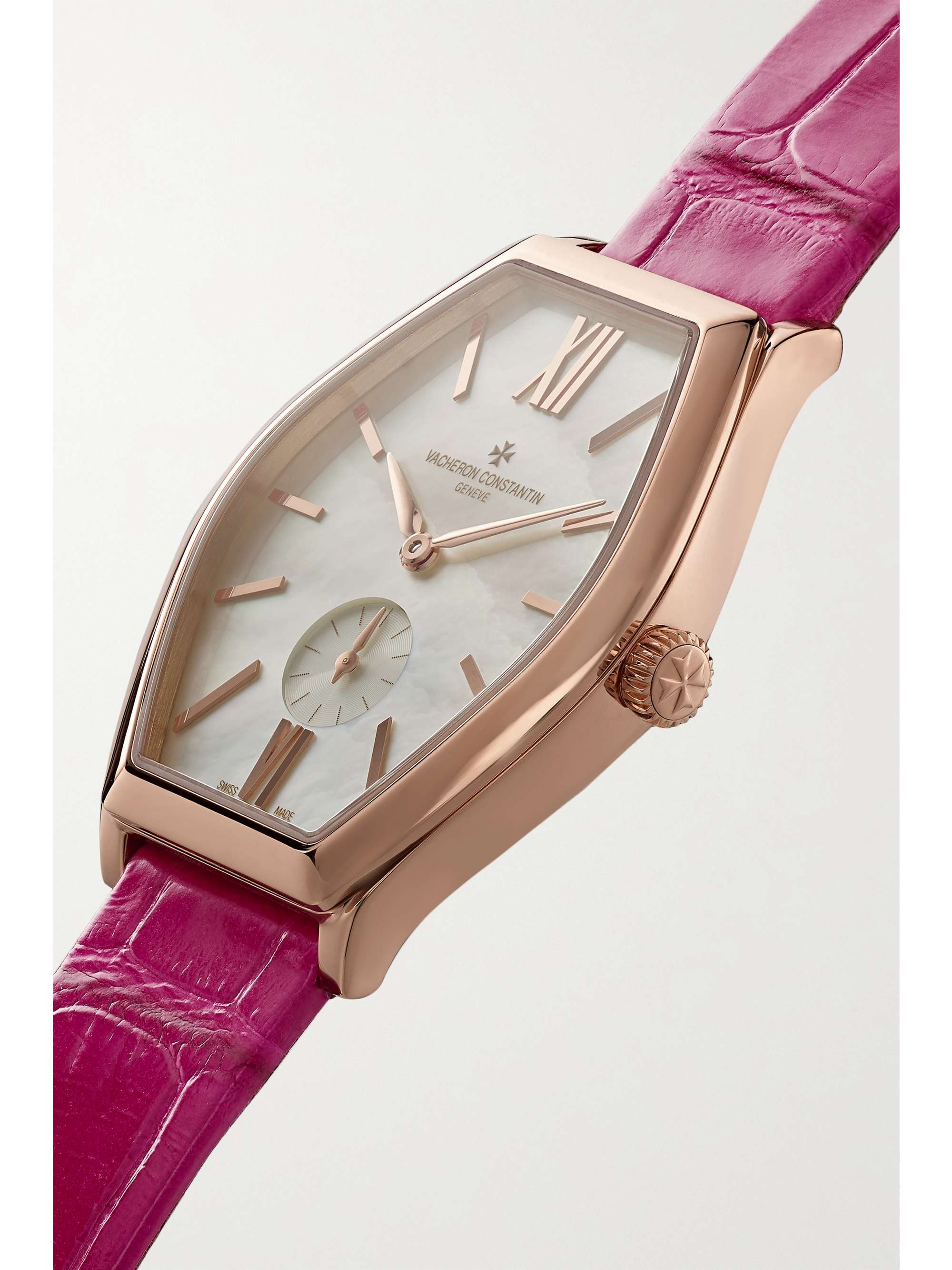 VACHERON CONSTANTIN Montre à remontage manuel en or rose 18 carats (750/1000) à bracelet en alligator Malte 34,4 mm