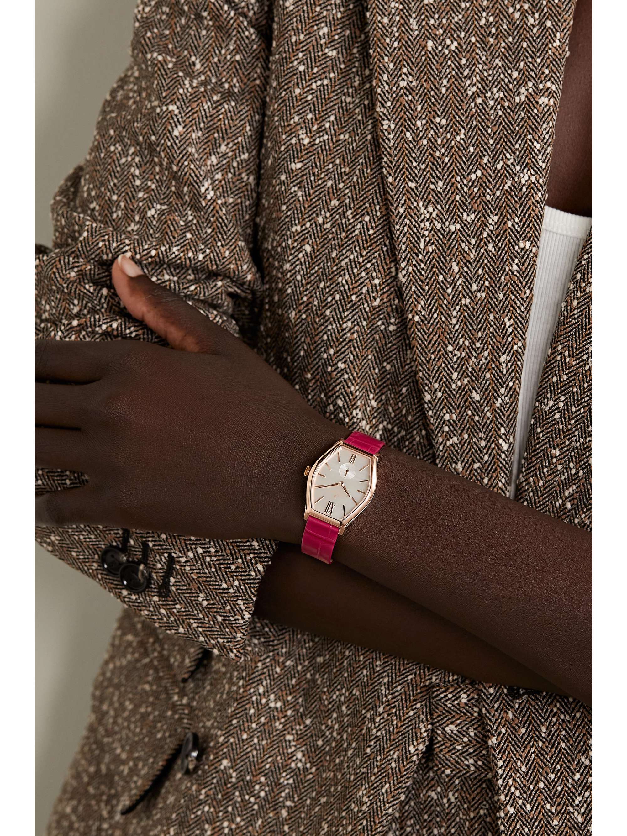 VACHERON CONSTANTIN Montre à remontage manuel en or rose 18 carats (750/1000) à bracelet en alligator Malte 34,4 mm