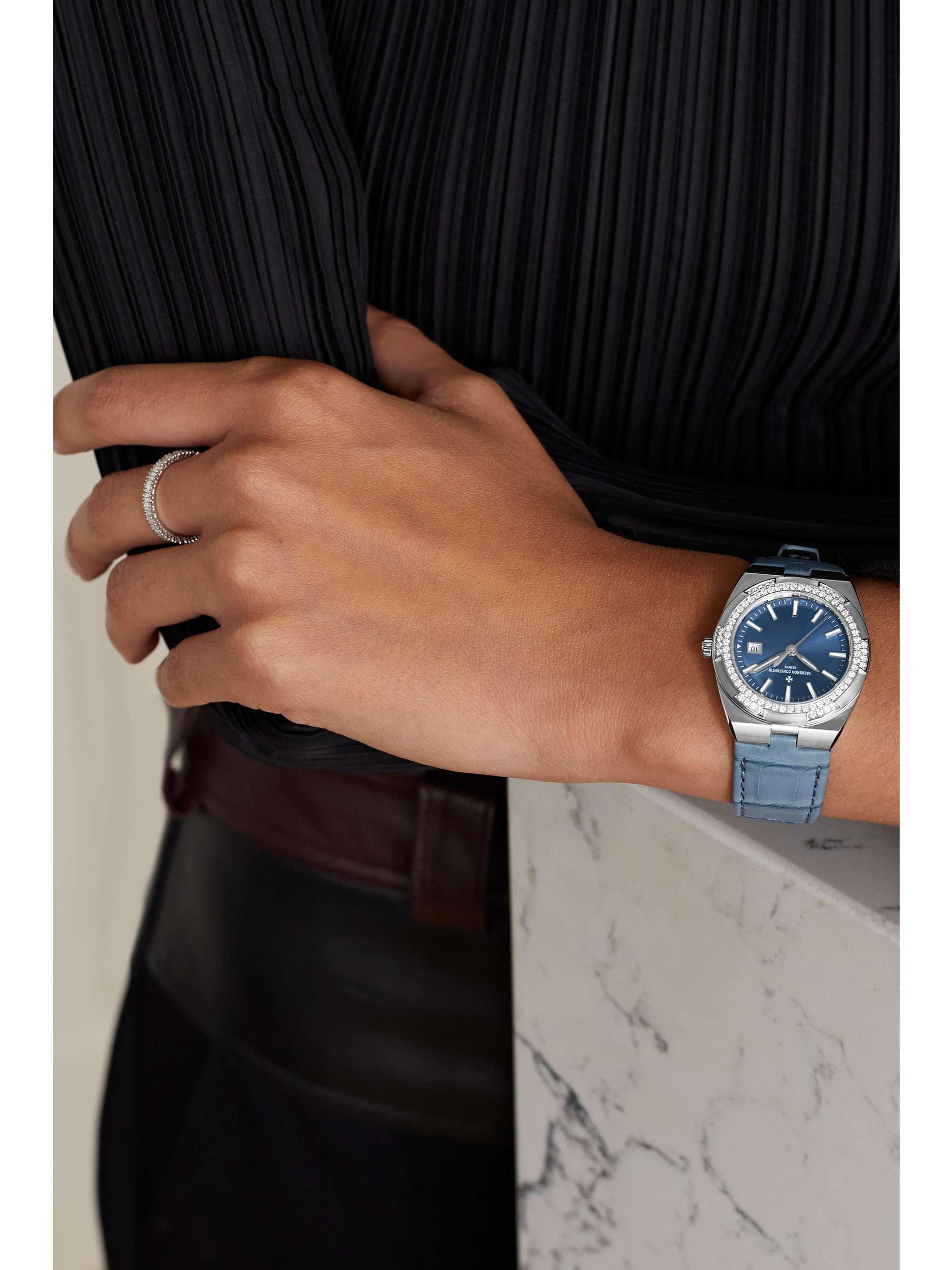 VACHERON CONSTANTIN Overseas 33mm stainless steel and diamond watch
