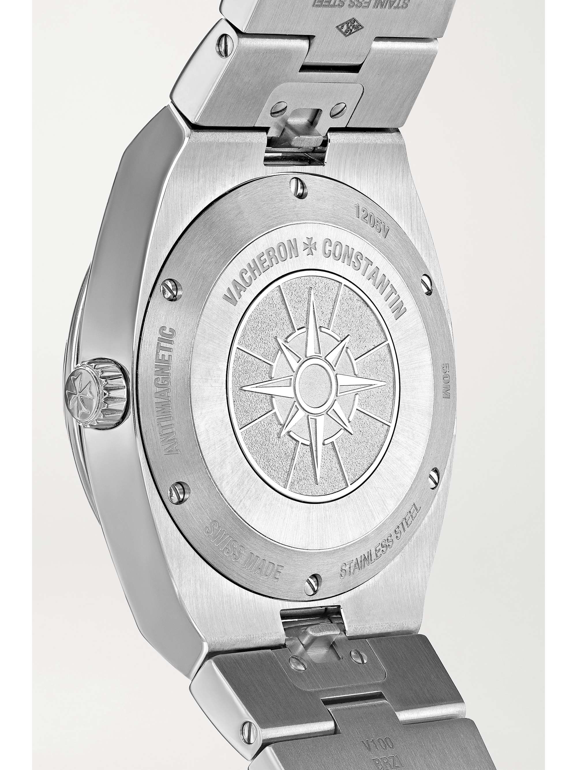 VACHERON CONSTANTIN Montre en acier inoxydable et diamants Overseas 33 mm