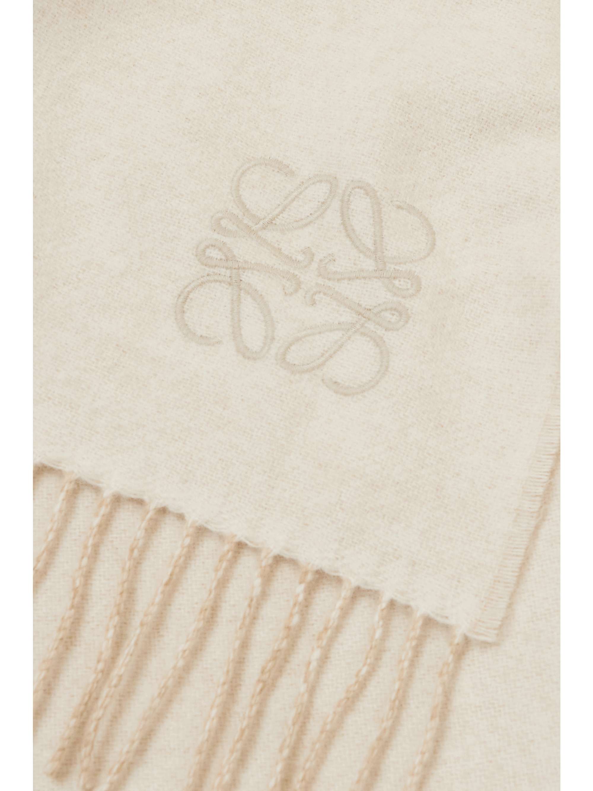 LOEWE Fringed logo-embroidered two-tone wool and cashmere-blend scarf