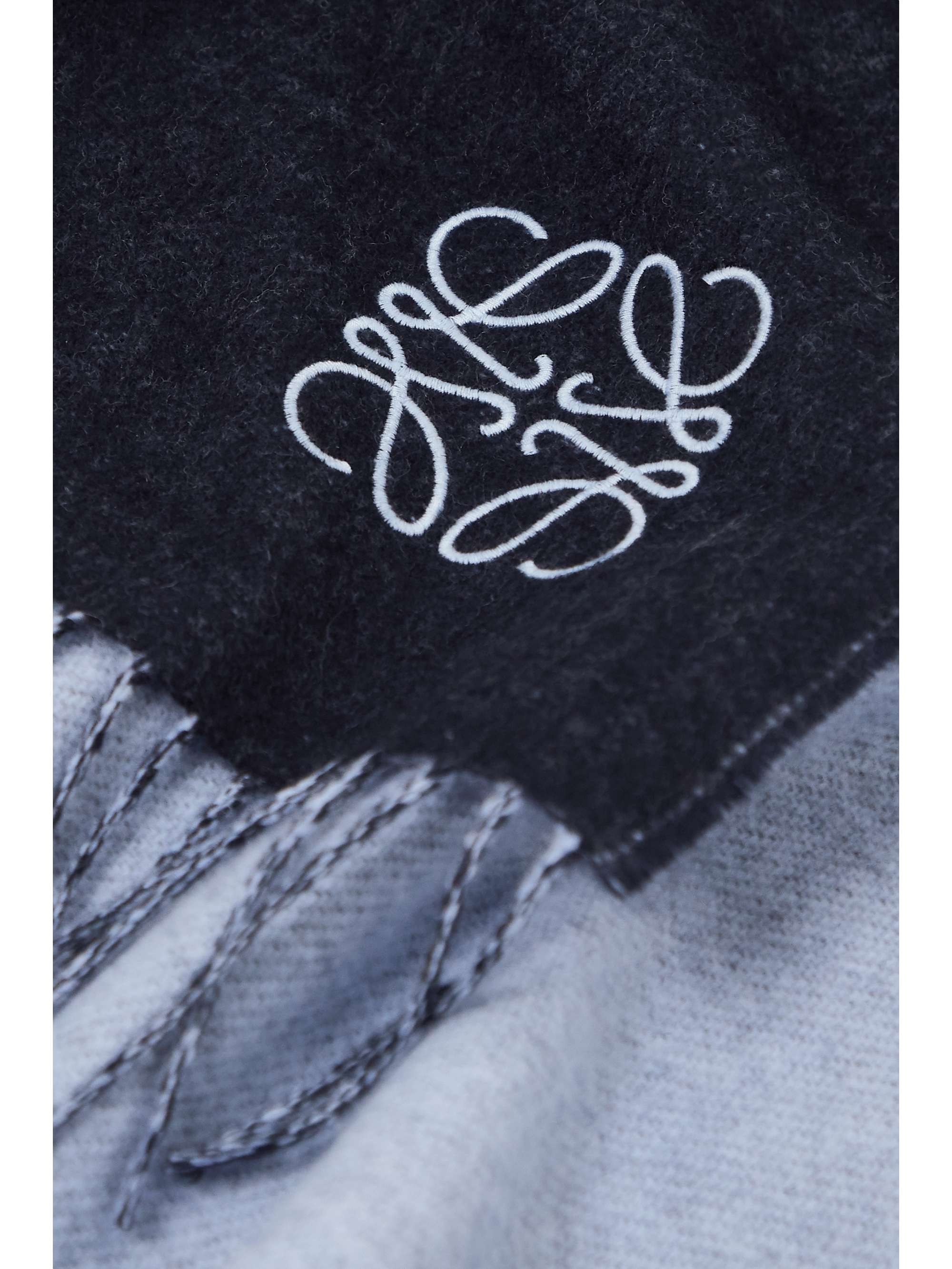 LOEWE Fringed logo-embroidered two-tone wool and cashmere-blend scarf