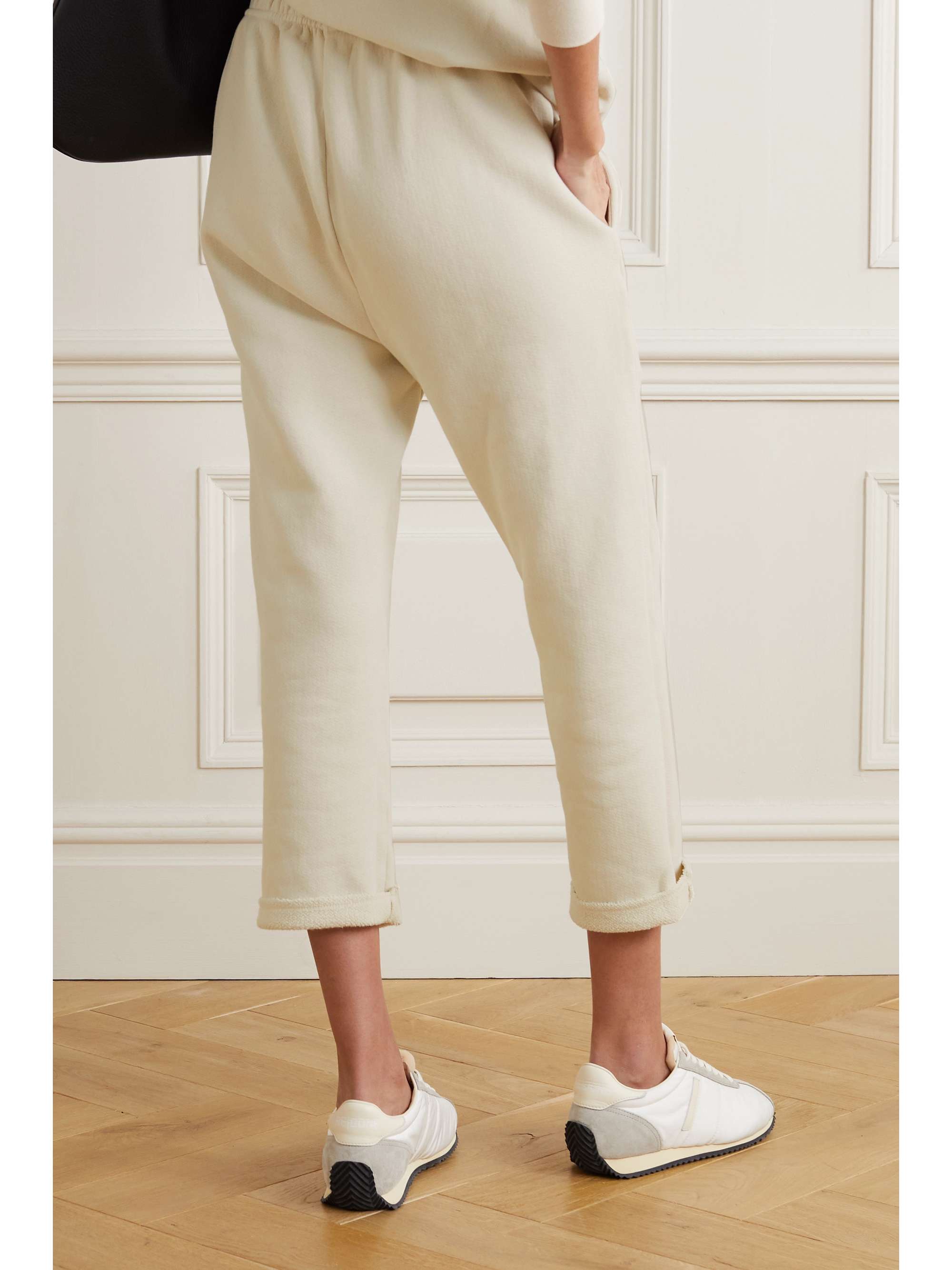 Cropped cotton-jersey track pants 
