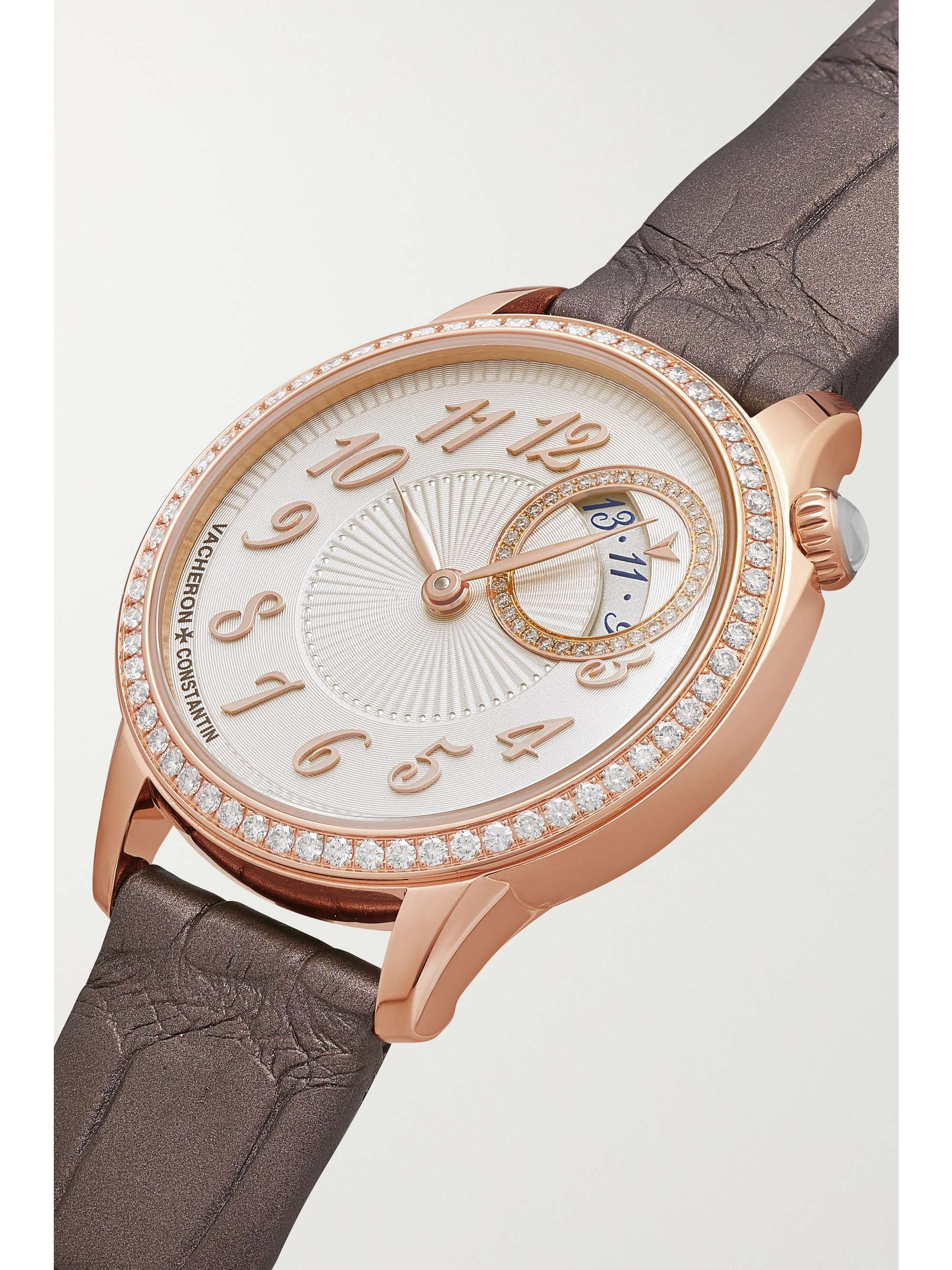 VACHERON CONSTANTIN Montre en or rose 18 carats (750/1000) et diamants à bracelet en alligator Égérie 30 mm