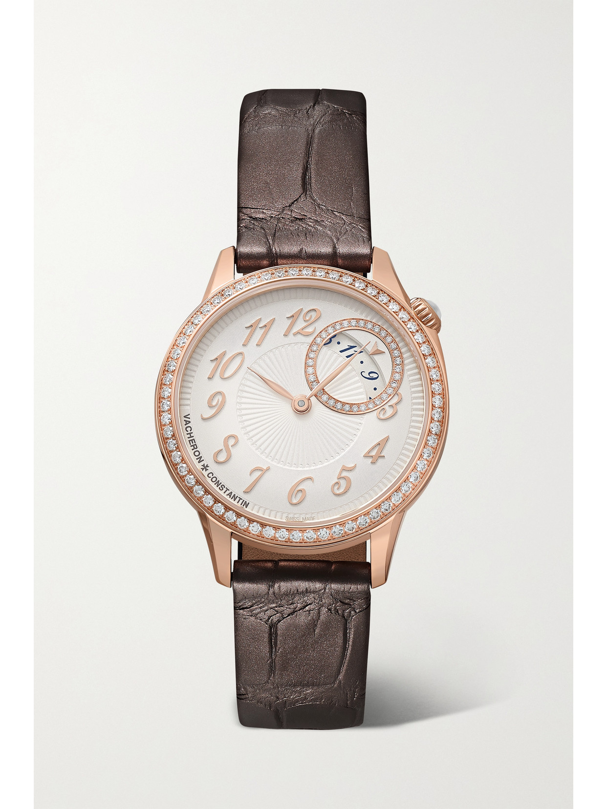 Vacheron Constantin Égérie 30mm 18-karat Pink Gold, Alligator And Diamond Watch In Rose Gold