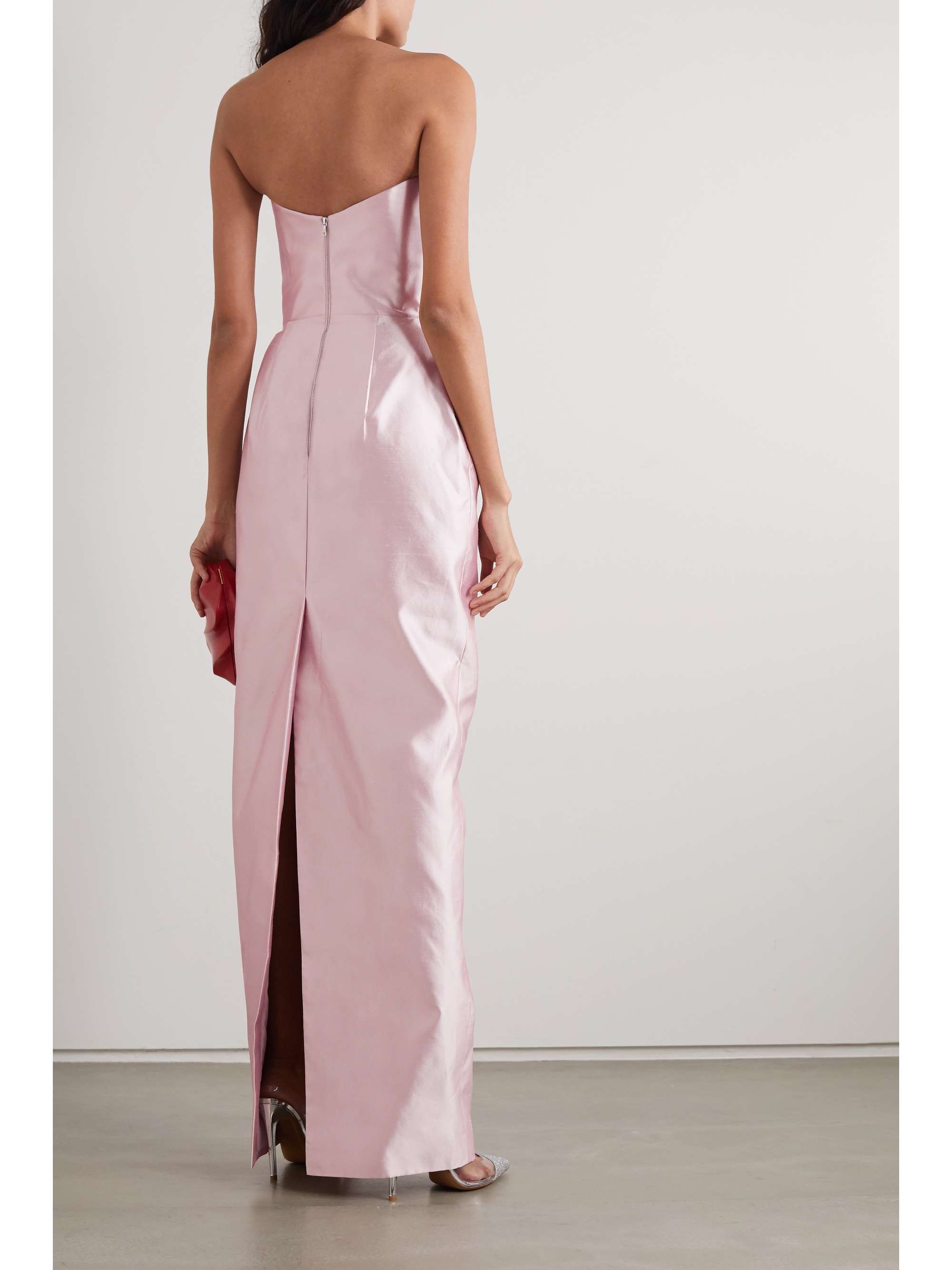 satin strapless gown