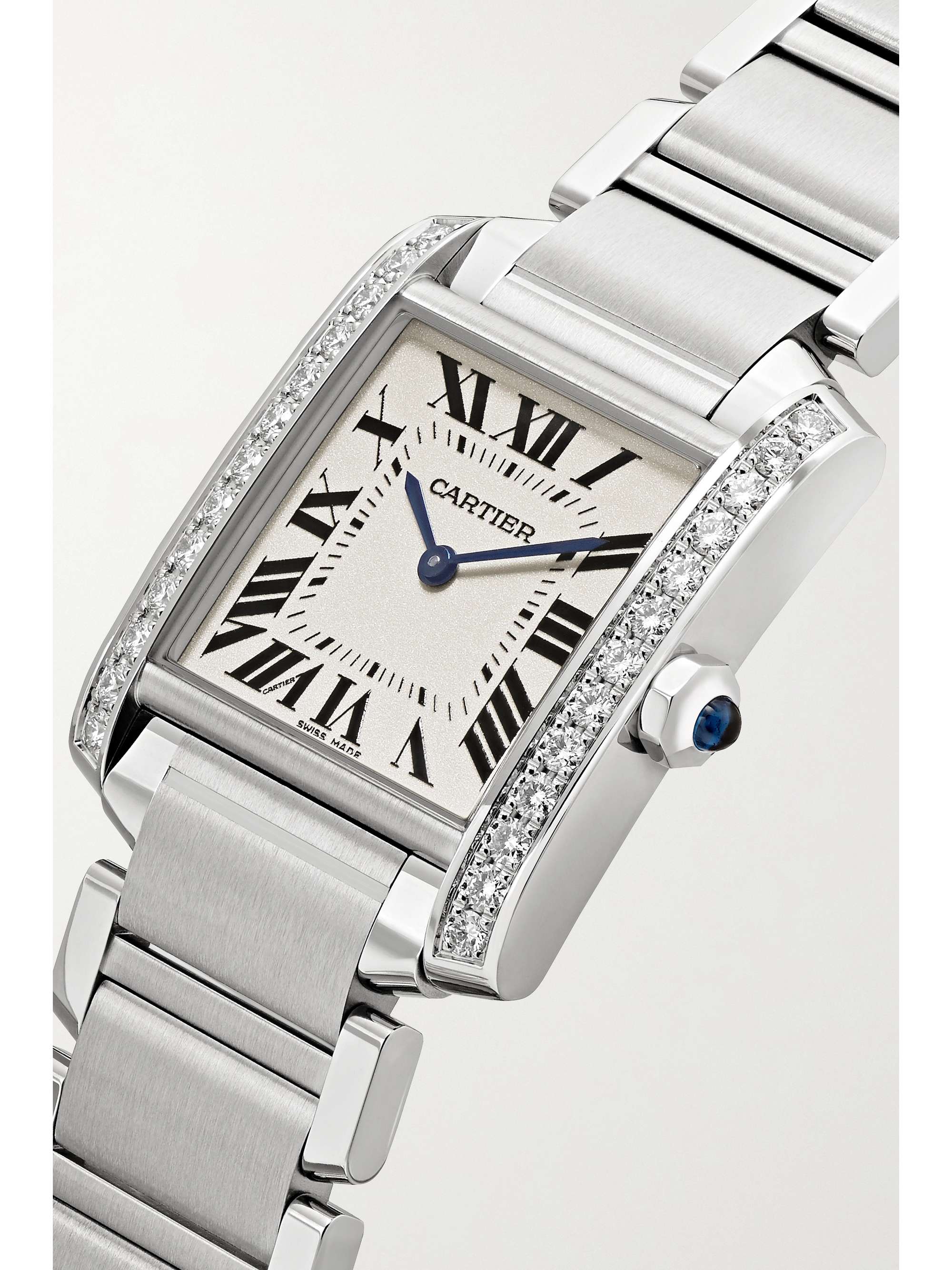 CARTIER Tank Française 25.05mm medium stainless steel and diamond watch