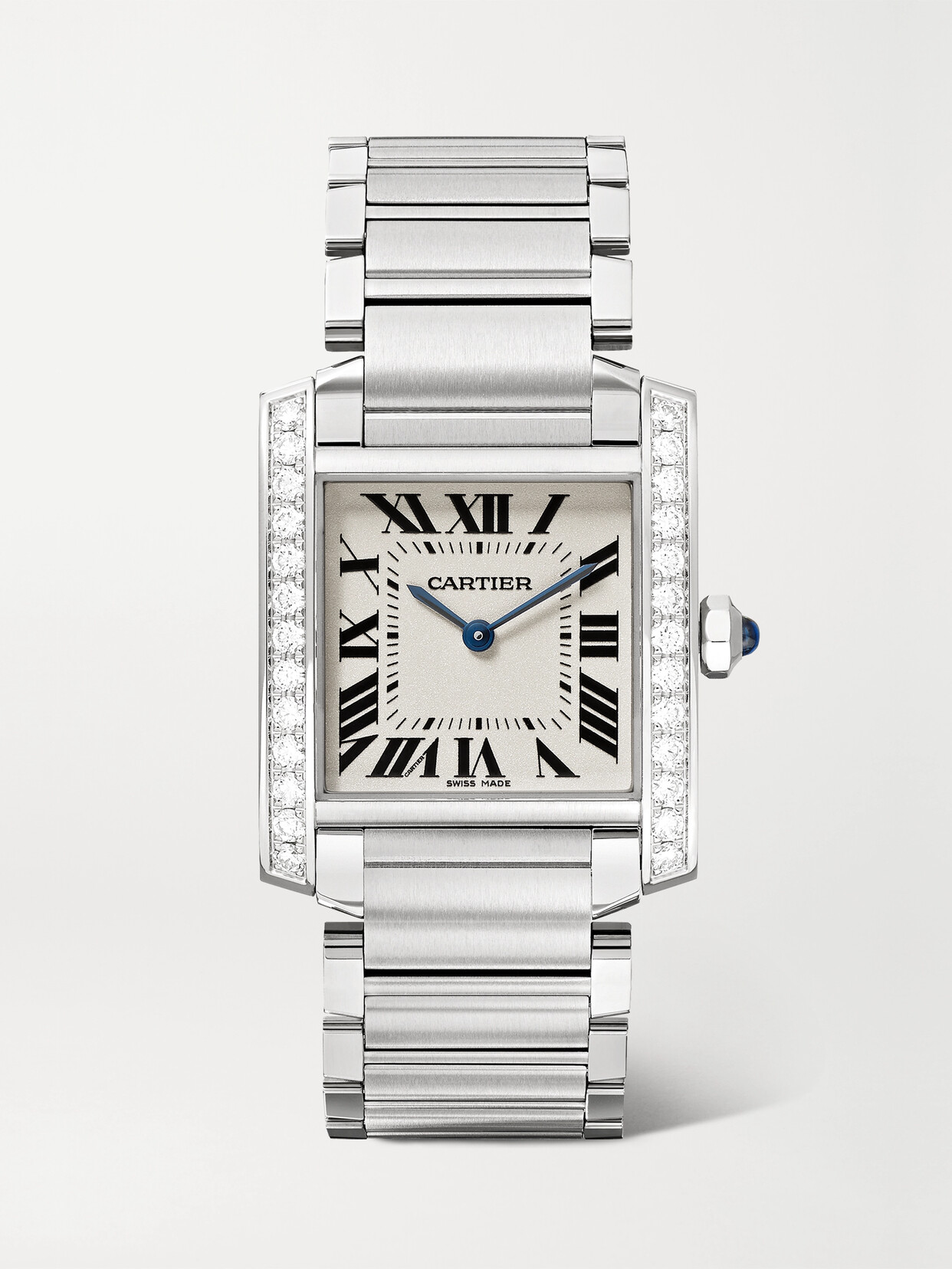 Cartier - Tank Française 25.05mm Medium Stainless Steel And Diamond Watch - Silver